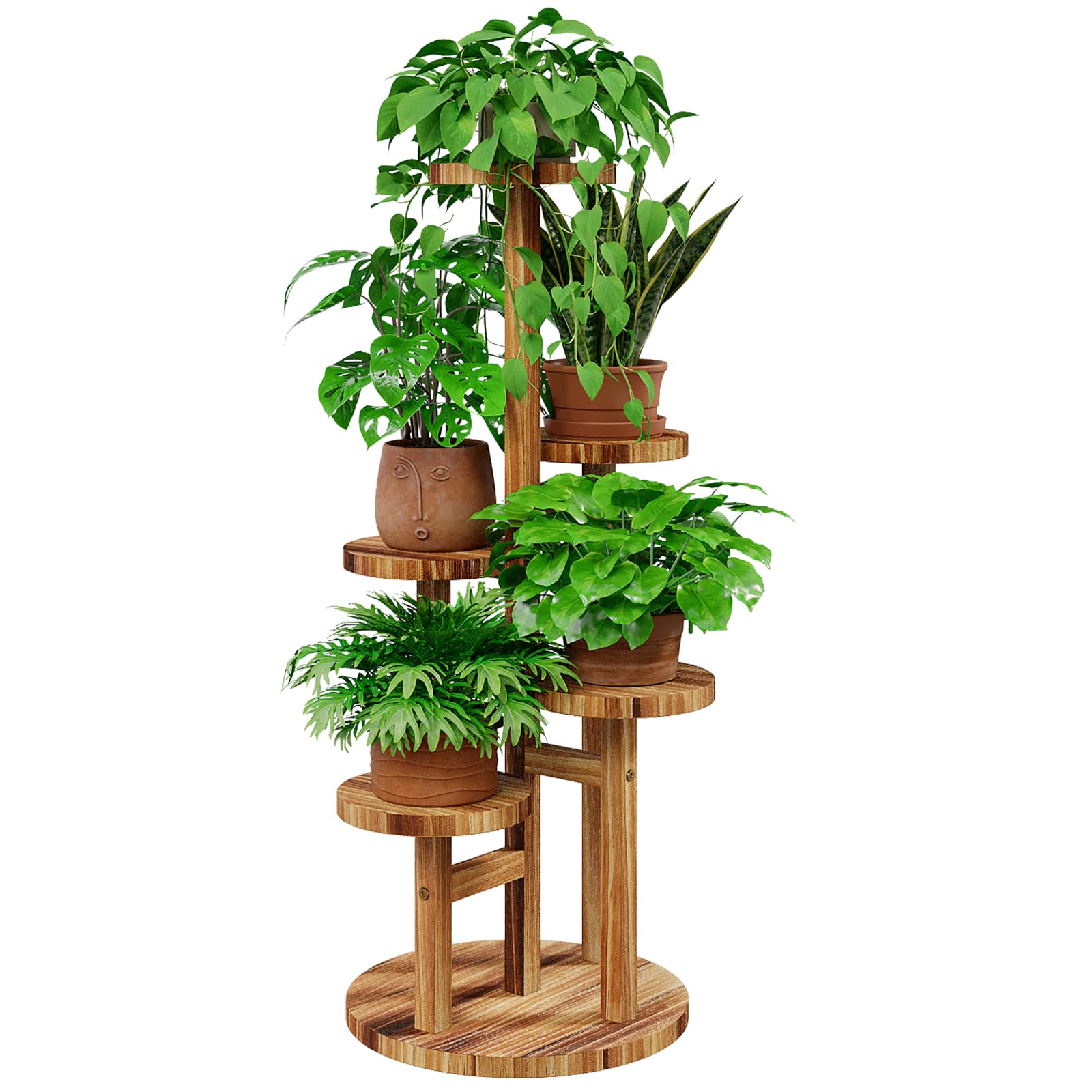 Bamworld Porta Piante da Interno in Legno Multi 5 Livelli