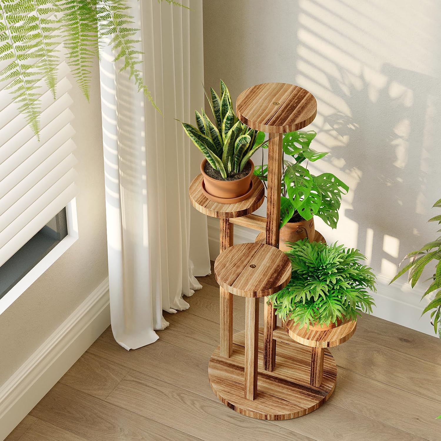 Bamworld Porta Piante da Interno in Legno Multi 5 Livelli - immagine 3