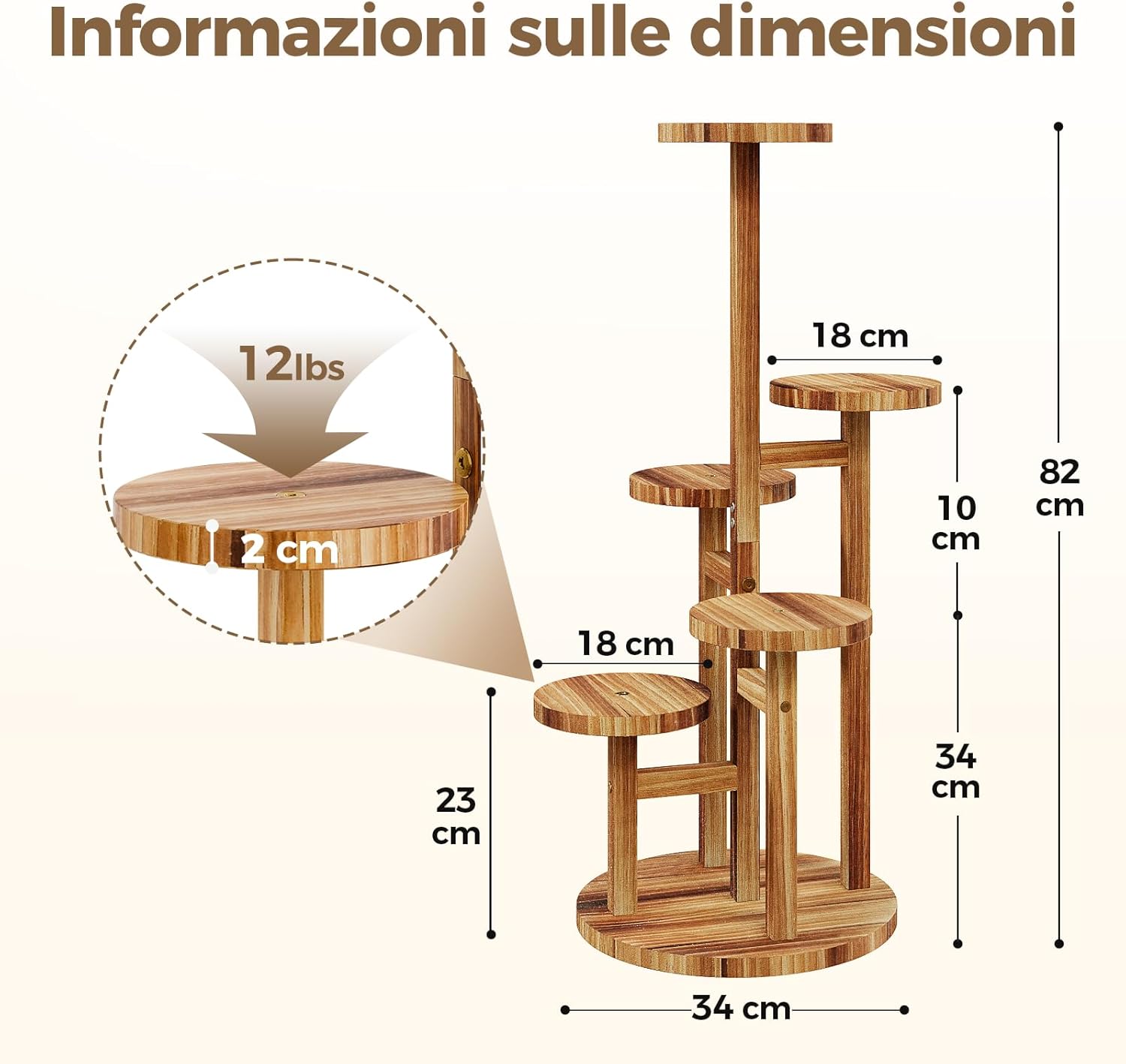 Bamworld Porta Piante da Interno in Legno Multi 5 Livelli - immagine 4