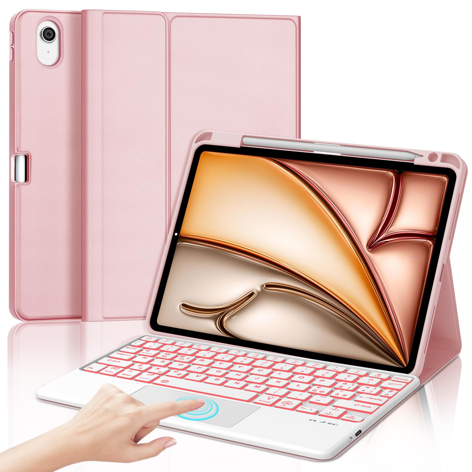 Iveoppe Tastiera iPad Air 11 (M3 2025/M2 2024) Rosa