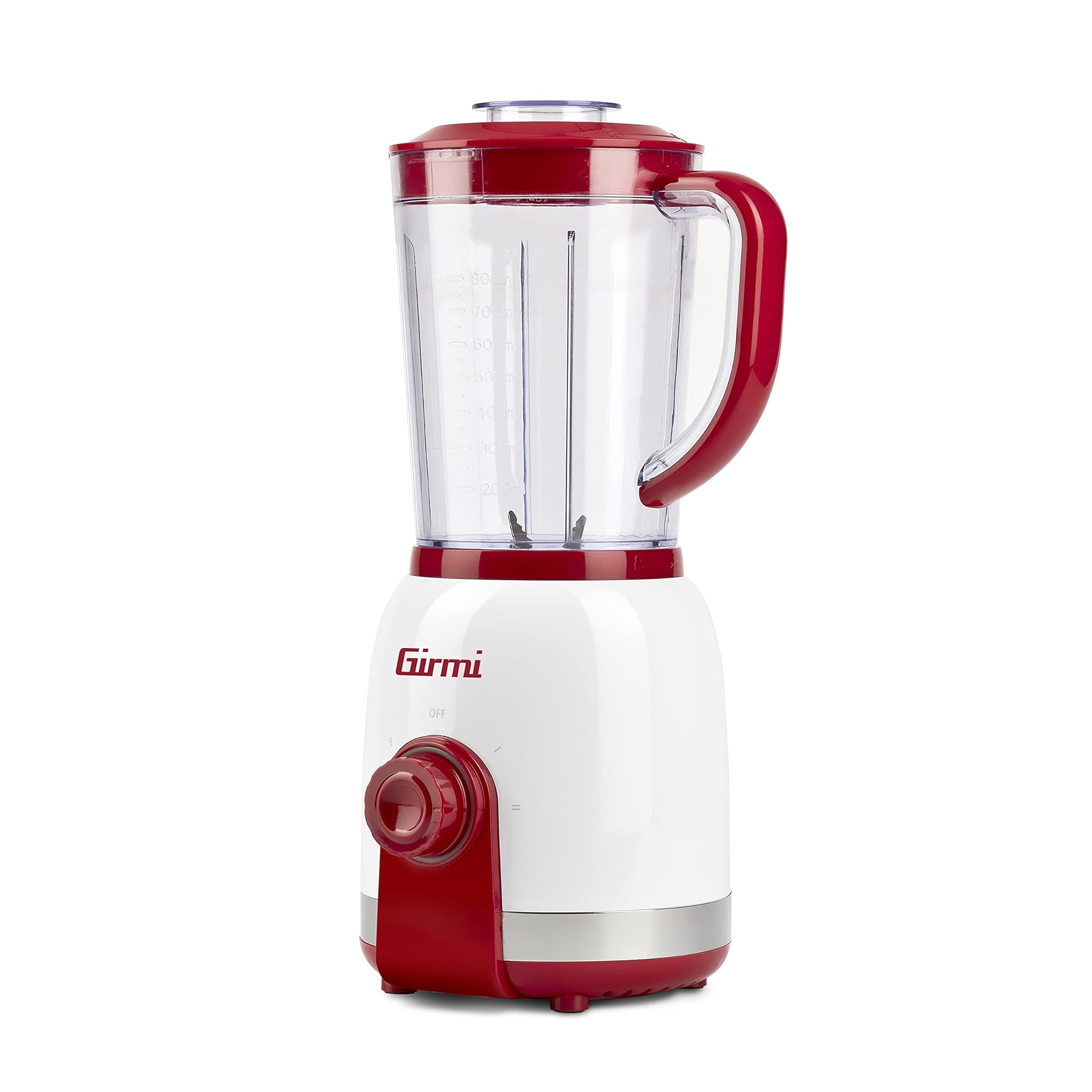 Girmi FR27 Frullatore, 350 Watt, 1 Litro, 6 Lame, Bianco/Rosso