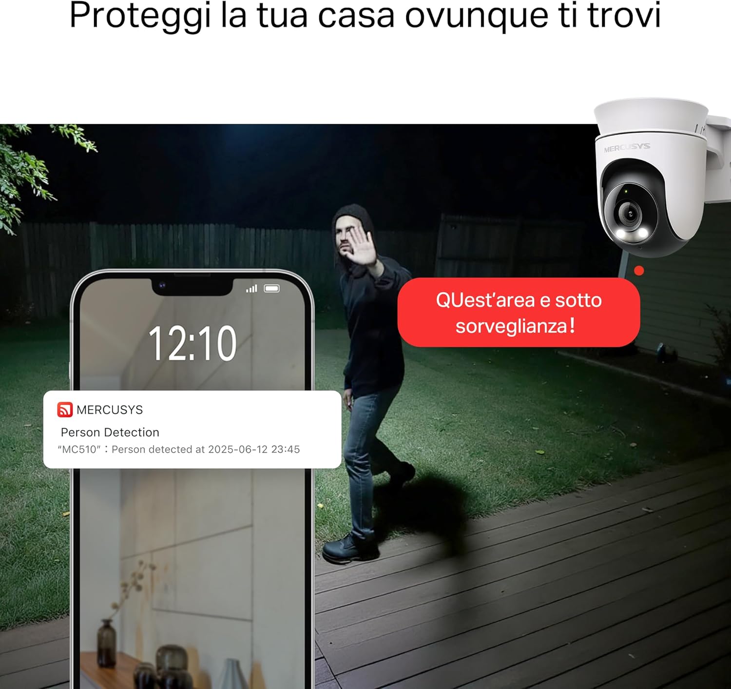 Mercusys MC510 Telecamera WiFi Esterno 2K 3MP 360° - immagine 6