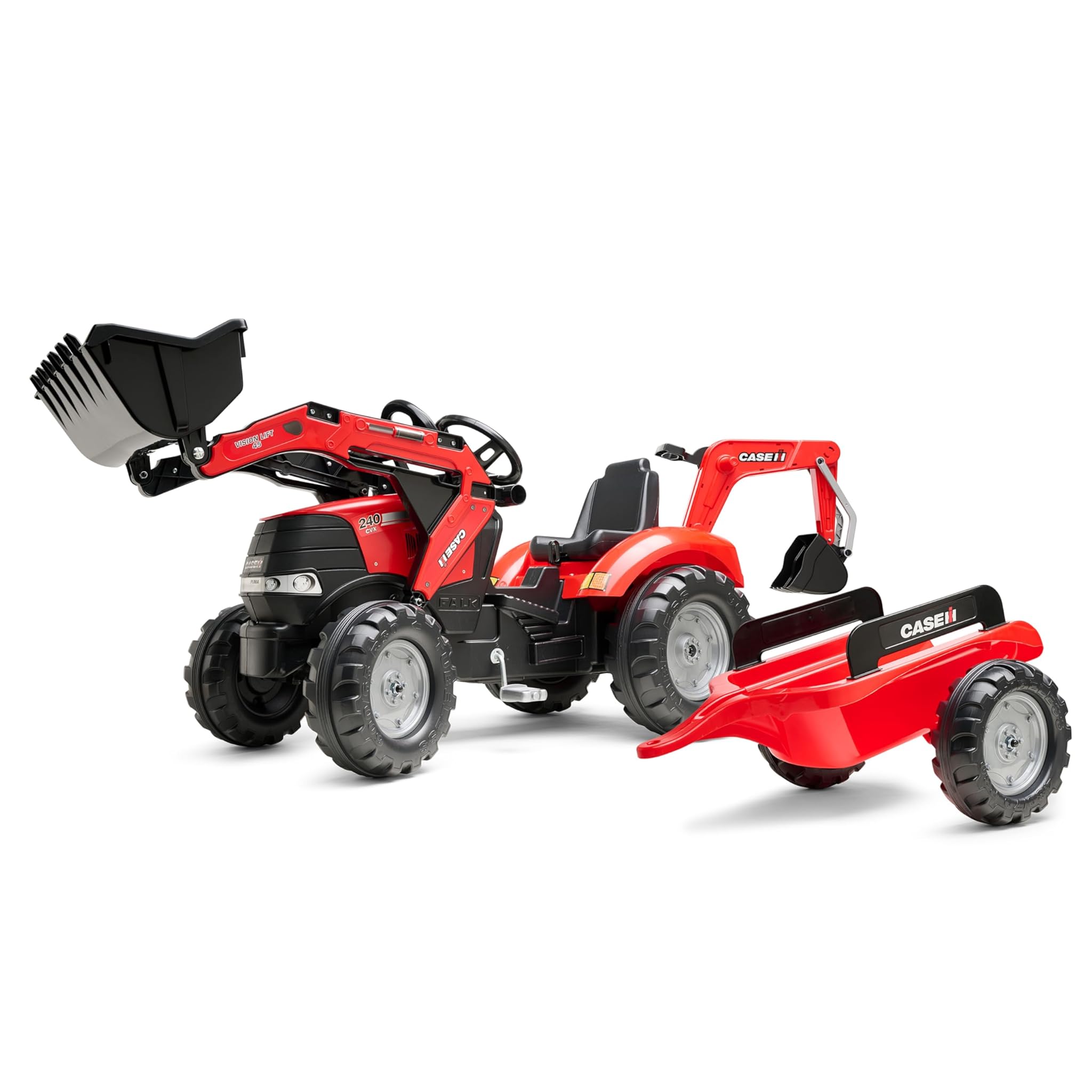 Falk Tractopala a Pedali Case IH con Escavatore, Rosso