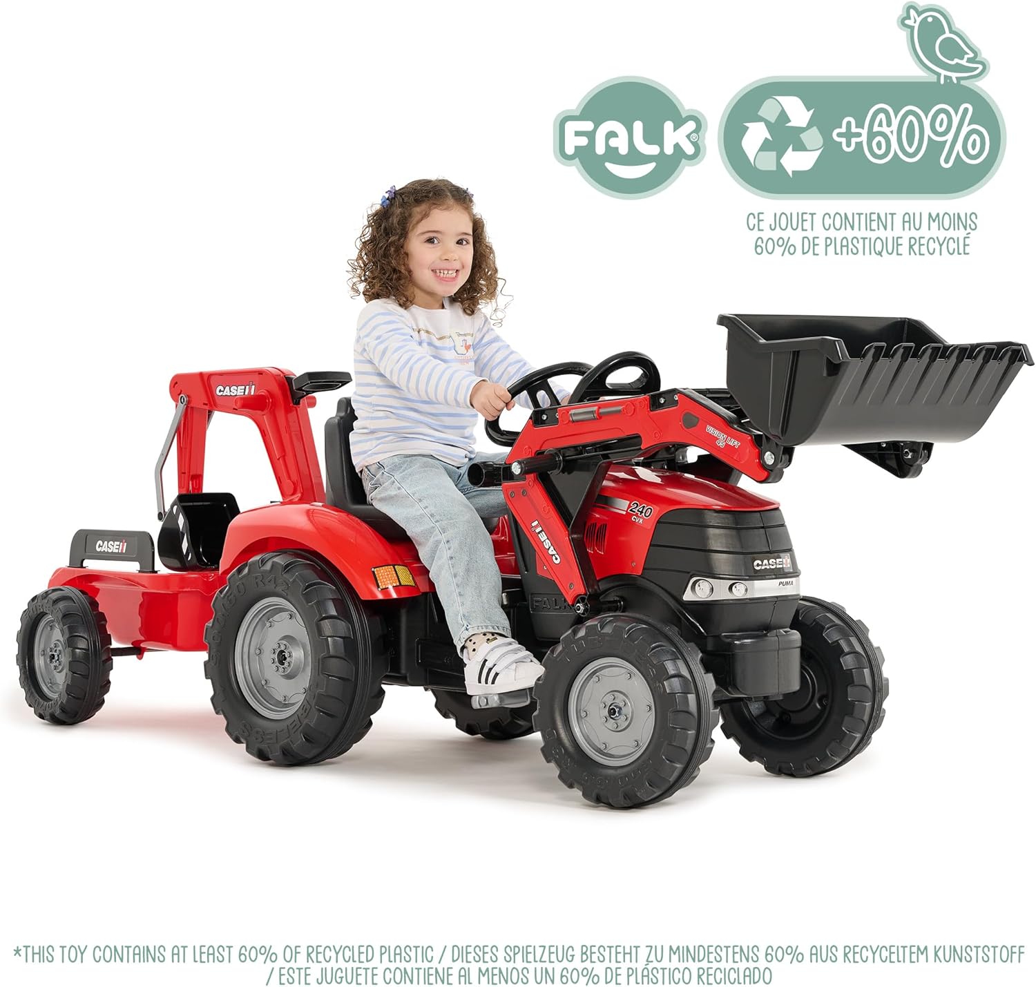 Falk Tractopala a Pedali Case IH con Escavatore, Rosso - immagine 2