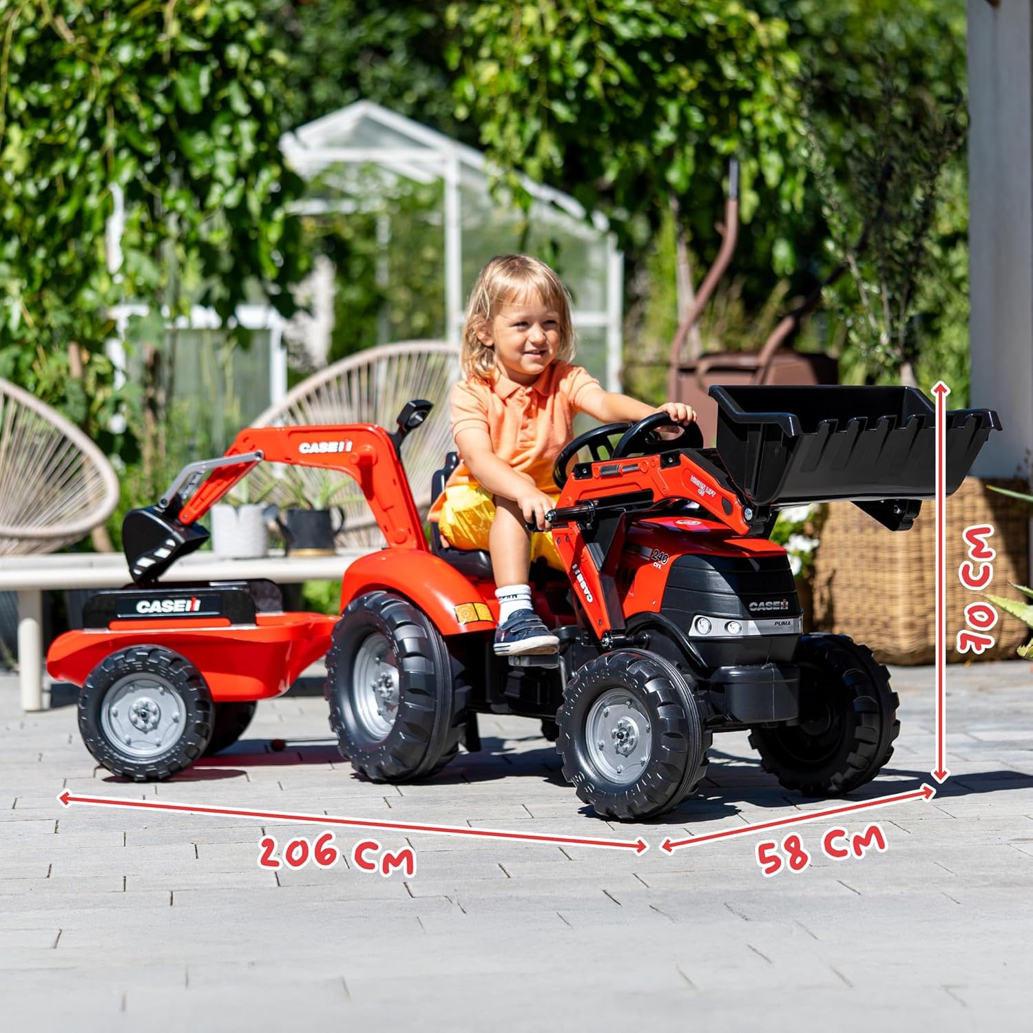 Falk Tractopala a Pedali Case IH con Escavatore, Rosso - immagine 5