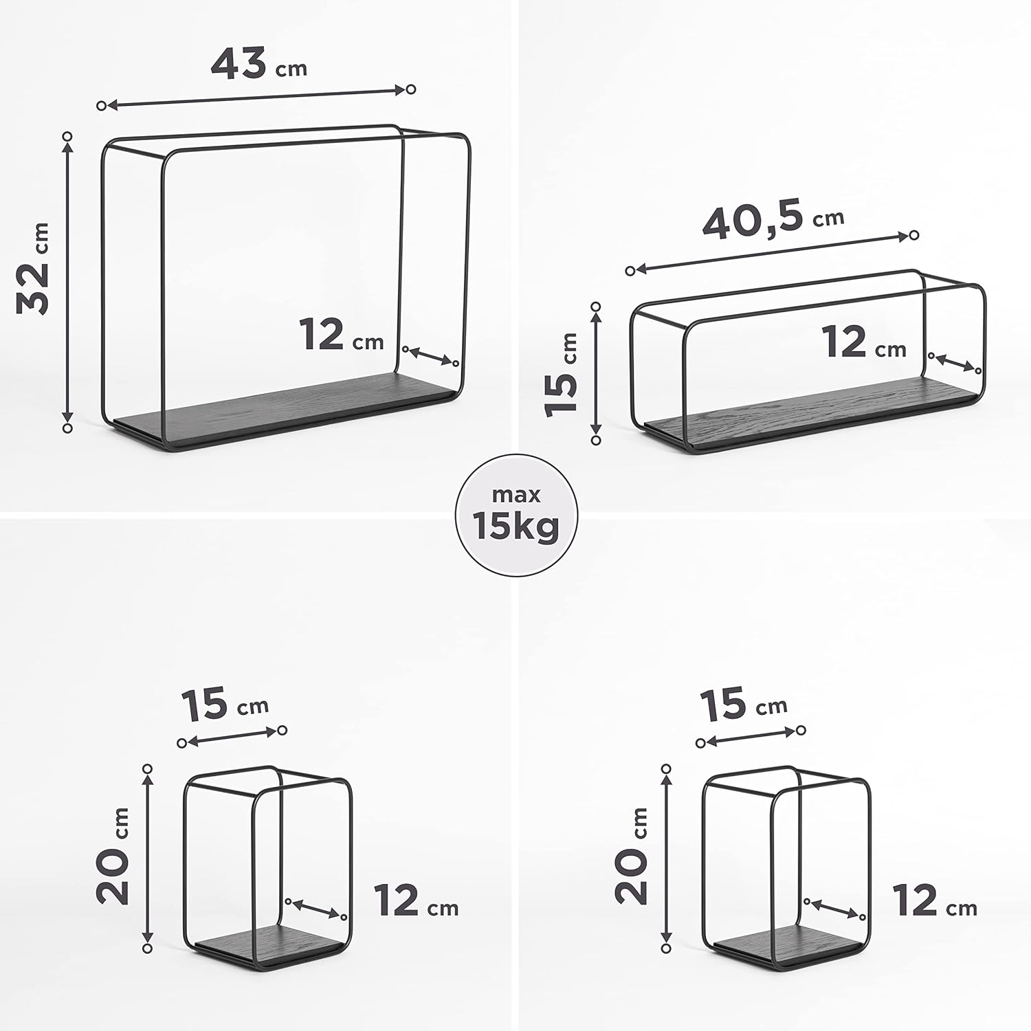 Kazai. Mensole da Muro Design -Jona- Quercia, Nero - immagine 3