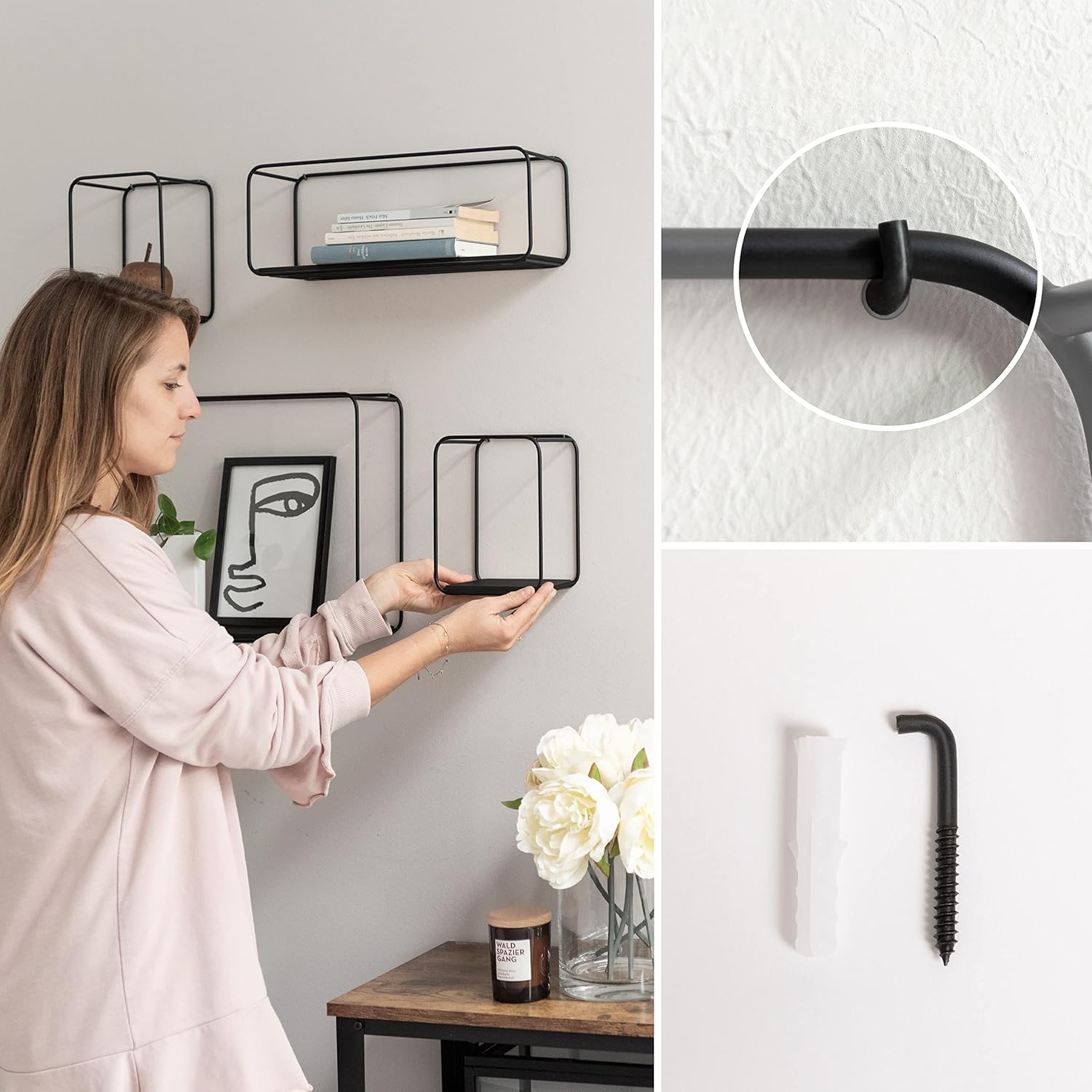 Kazai. Mensole da Muro Design -Jona- Quercia, Nero - immagine 5