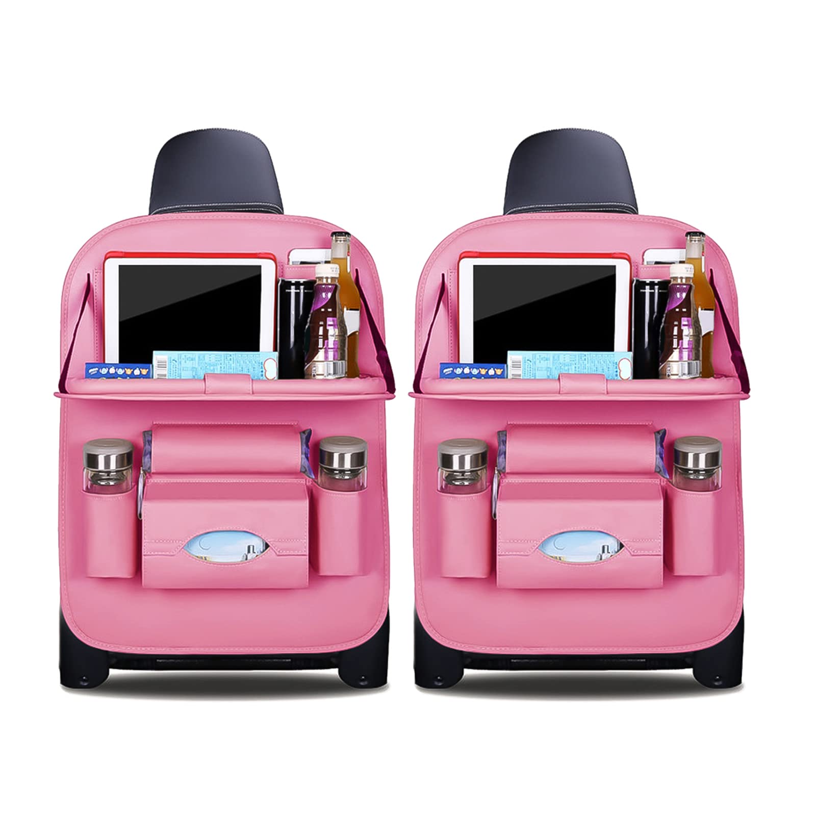 Ergocar Protezione Sedile Auto Organizzatore 2 Pack, Rosa