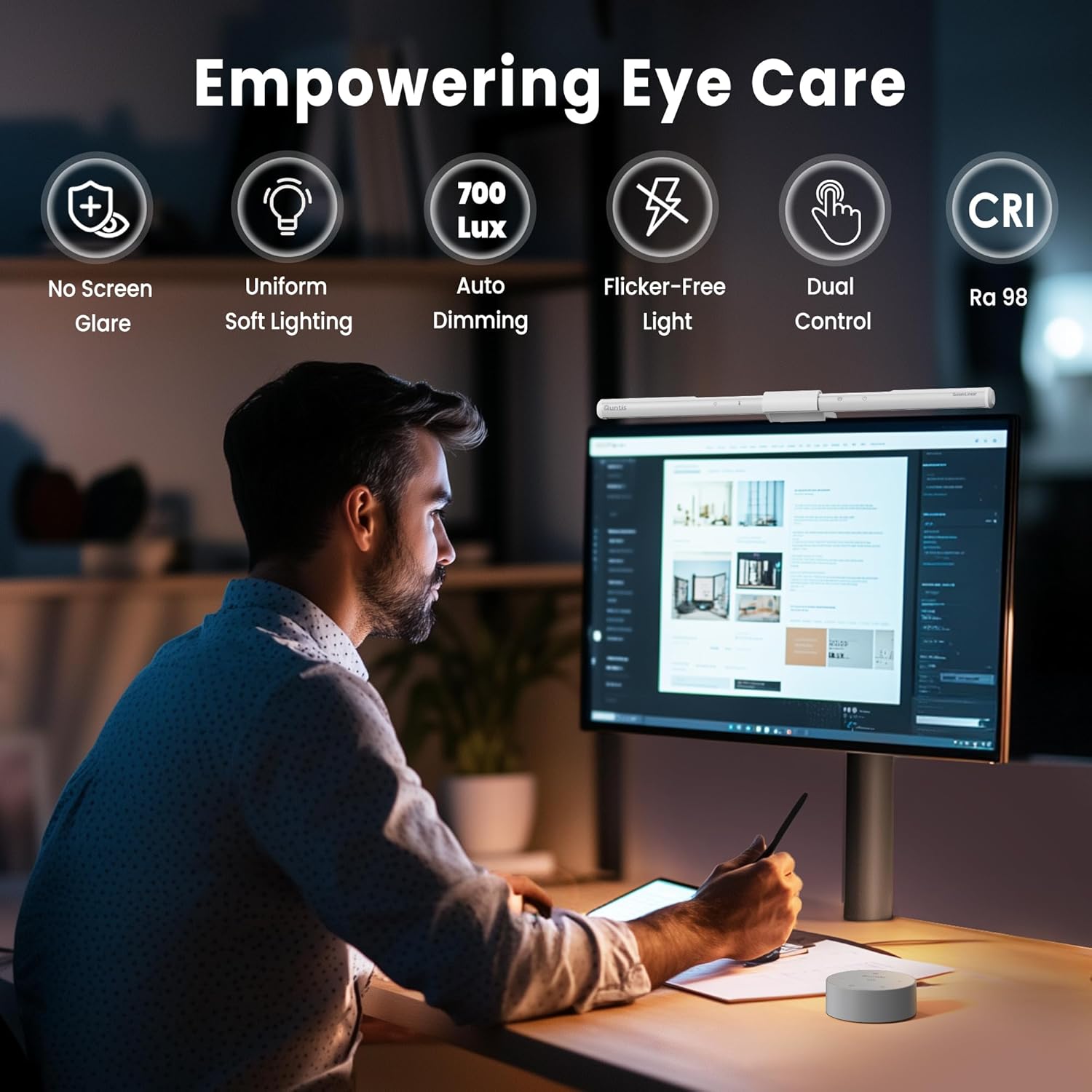 Quntis Lampada Schermo PC con Telecomando 40CM, Bianco - immagine 2