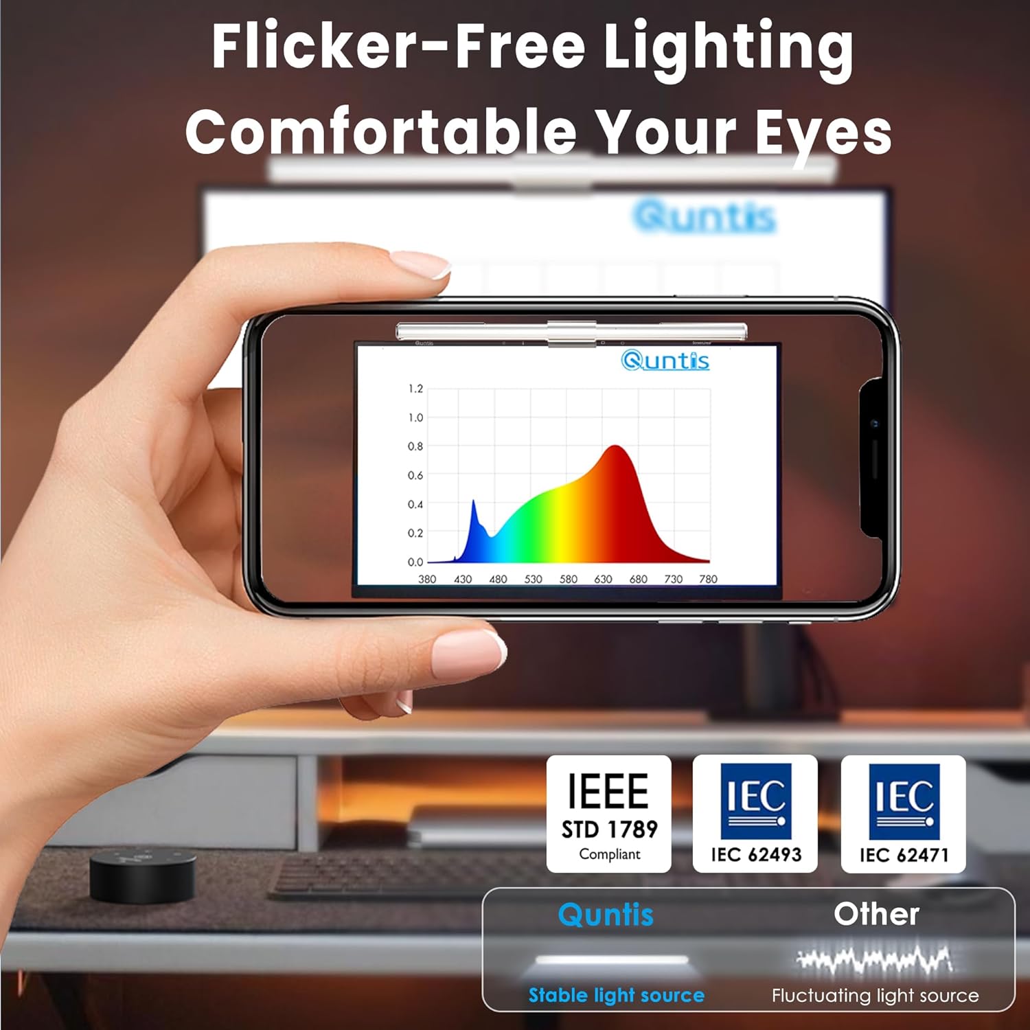 Quntis Lampada Schermo PC con Telecomando 40CM, Bianco - immagine 3