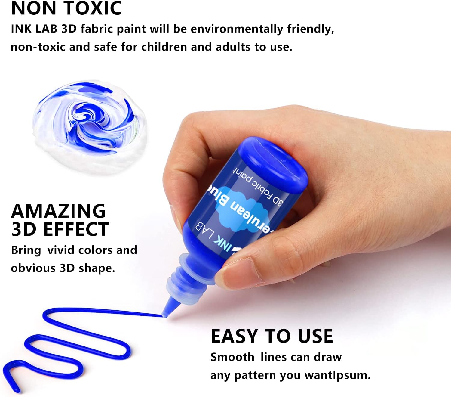 Ink Lab 3D Colori per Tessuti Permanenti 18 Colori 30ml - immagine 4