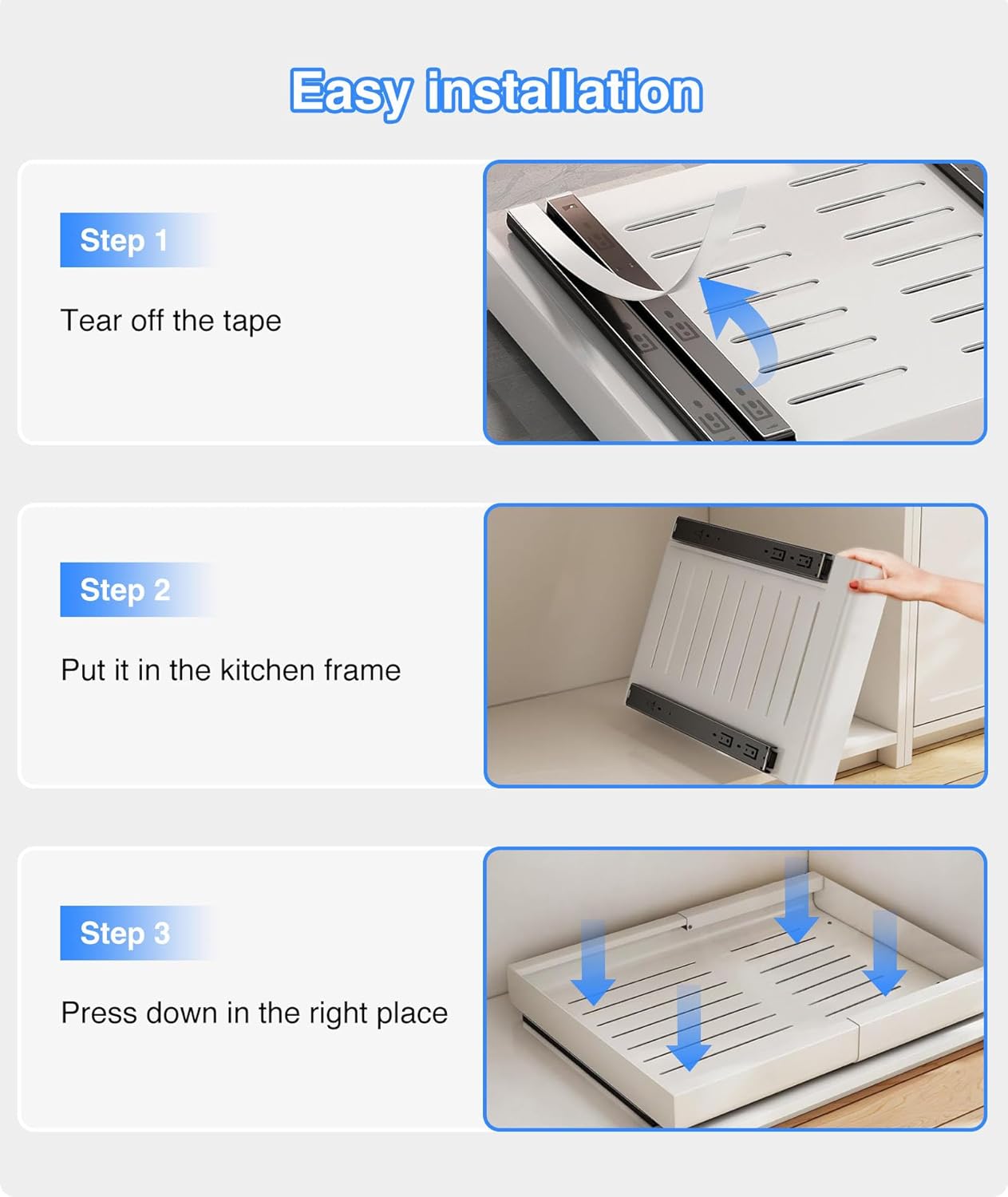 Cassetti Estraibili Cucina Espandibili 32-52x42x7cm (2 pezzi) - immagine 5