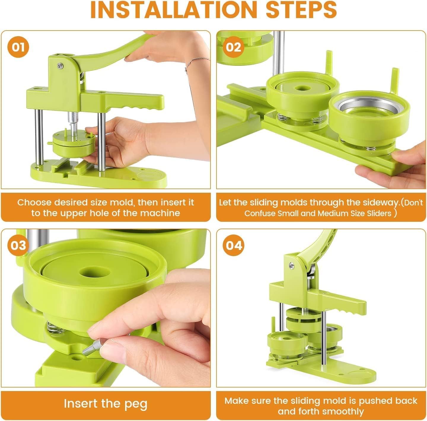 Zimiking Button Maker Badge Machine 25+32+58mm, Verde - immagine 2