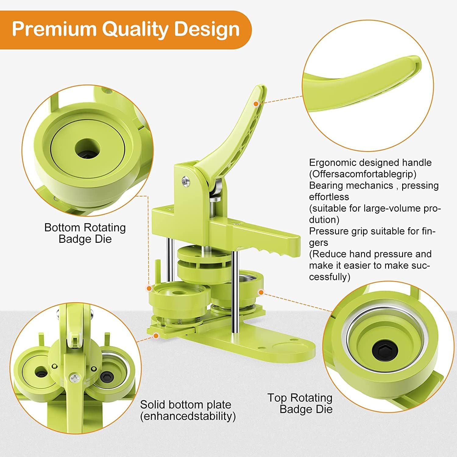 Zimiking Button Maker Badge Machine 25+32+58mm, Verde - immagine 3