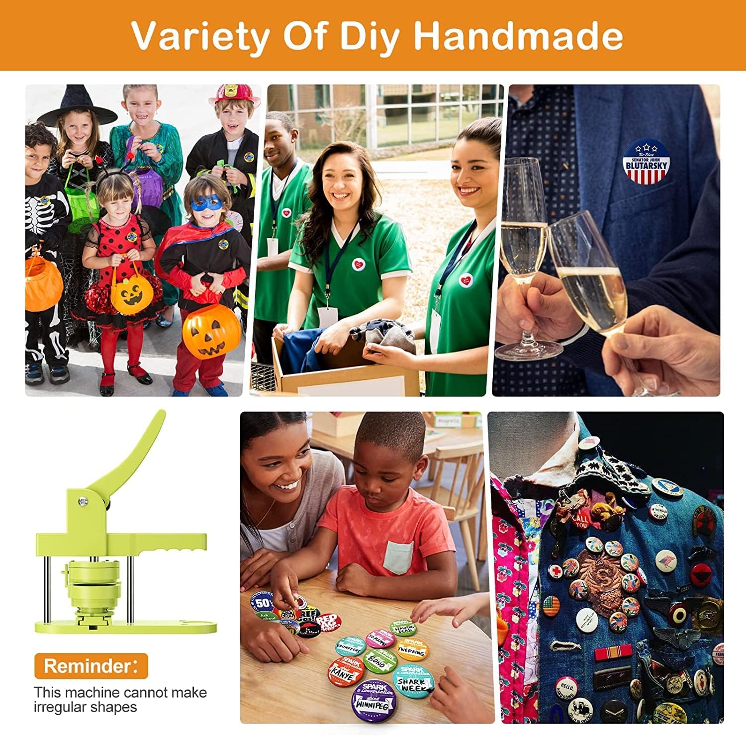 Zimiking Button Maker Badge Machine 25+32+58mm, Verde - immagine 5