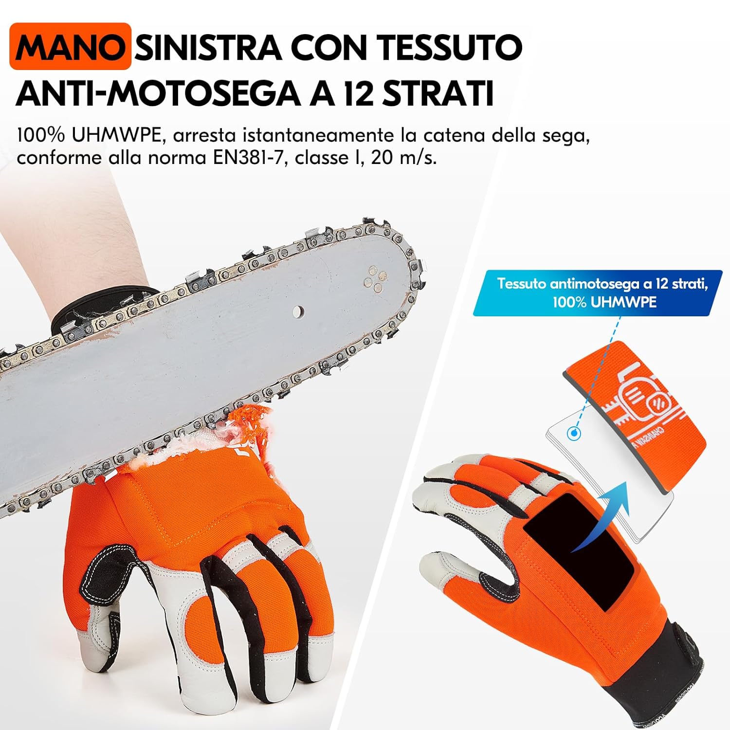 Vgo... Guanti Antitaglio per Motosega 12 Strati - immagine 2