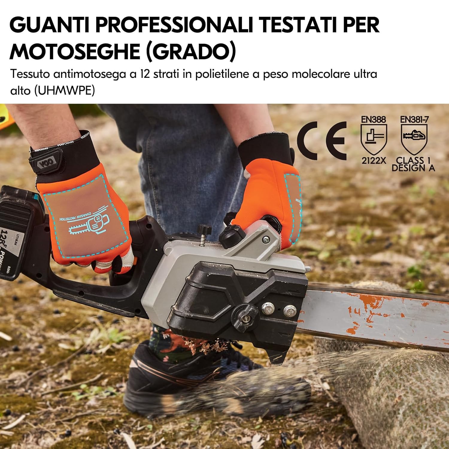 Vgo... Guanti Antitaglio per Motosega 12 Strati - immagine 3