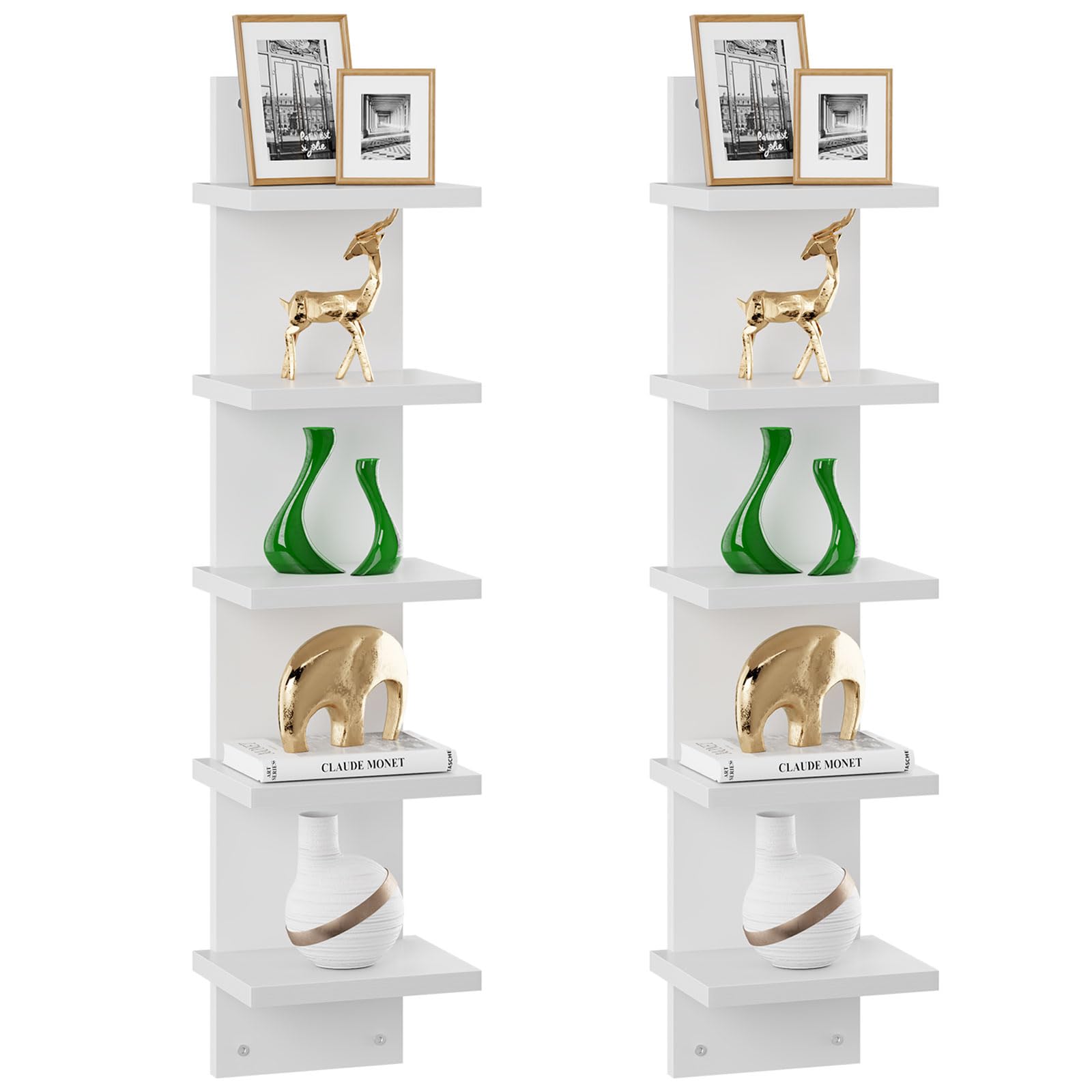 Ibuyke Scaffale da Parete a 5 Livelli, Bianco