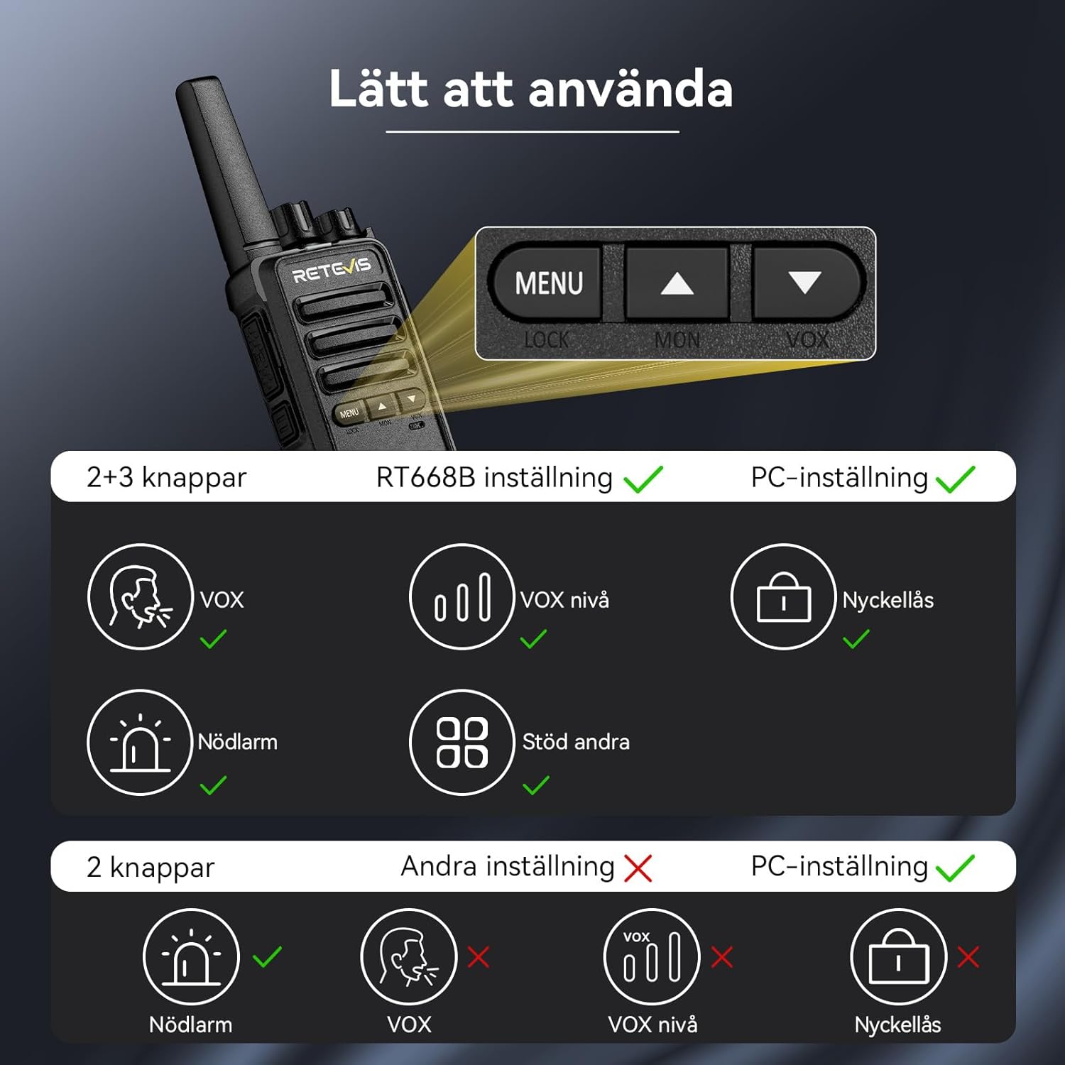 Retevis RT668B - Walkie Talkie PMR446 Ricaricabili (10 Pezzi), Nero - immagine 4