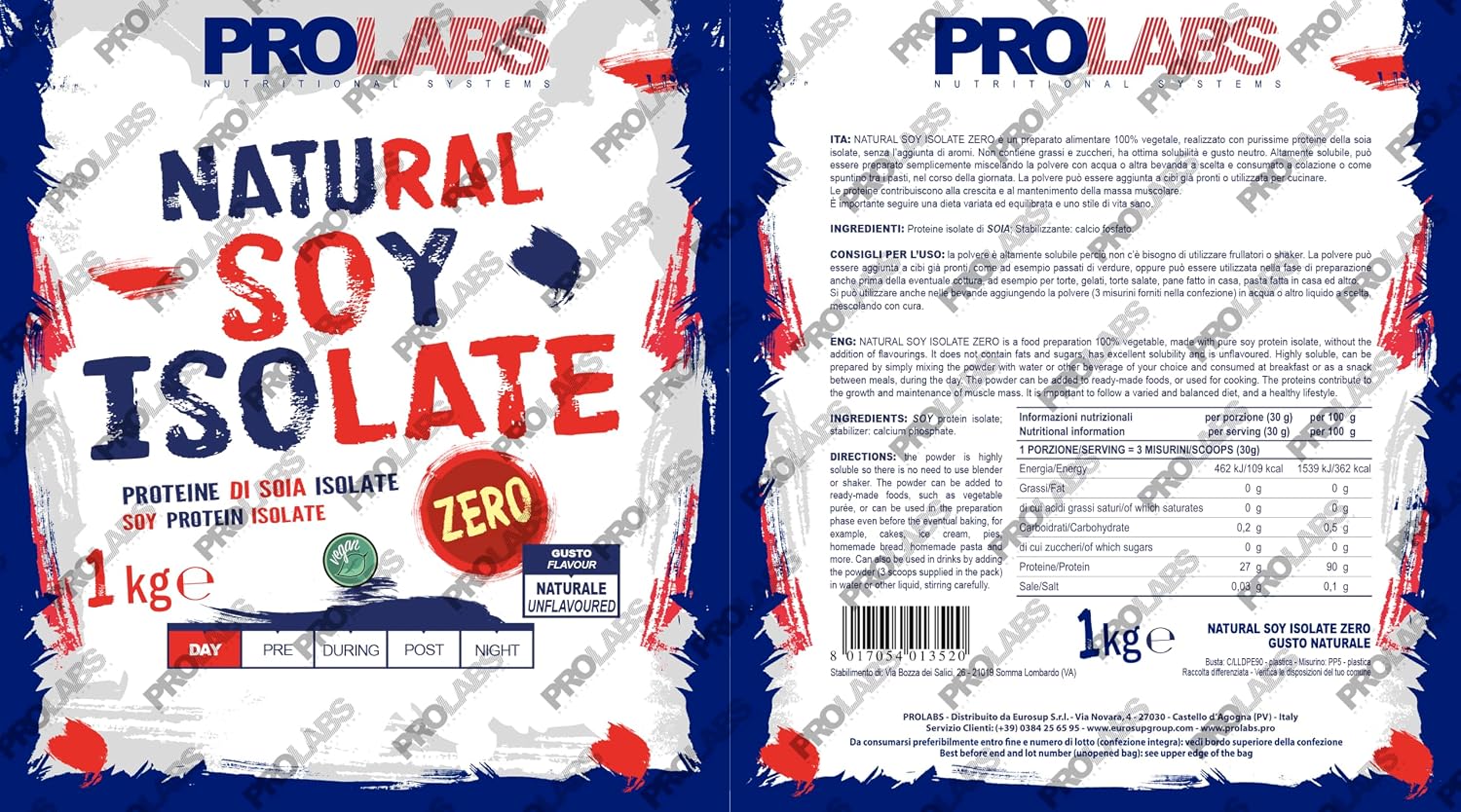 PROLABS NATURAL SOY ZERO- Proteine di Soia Isolate in Polvere, Proteine ...