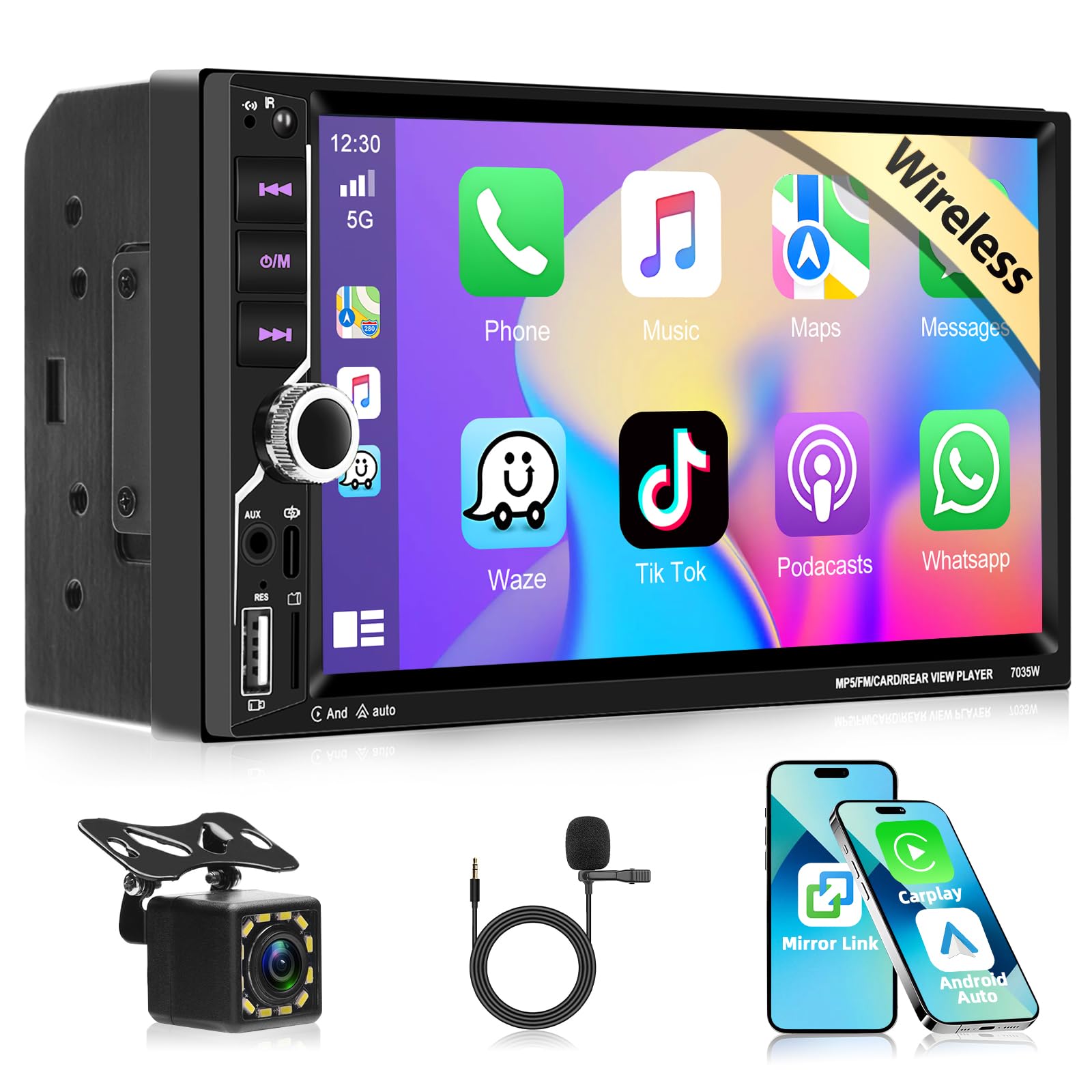 Autoradio Motorsi Wireless CarPlay Bluetooth 5.2 2 DIN