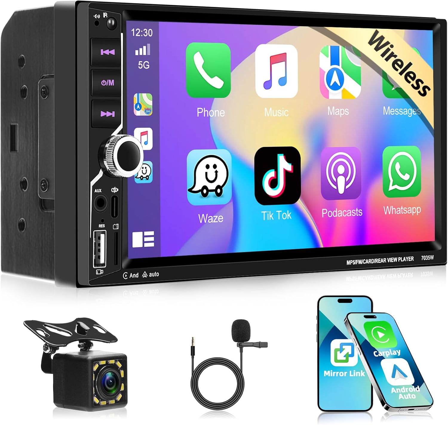 Autoradio Motorsi Wireless CarPlay Bluetooth 5.2 2 DIN - immagine 1