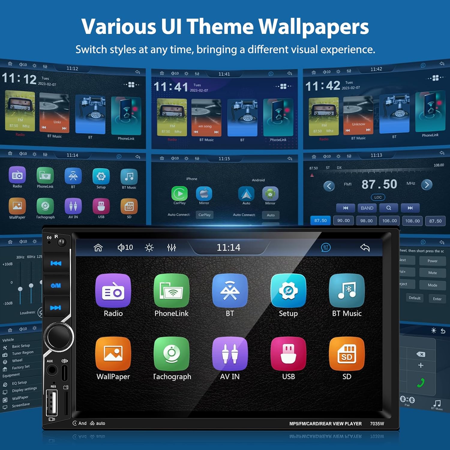 Autoradio Motorsi Wireless CarPlay Bluetooth 5.2 2 DIN - immagine 6