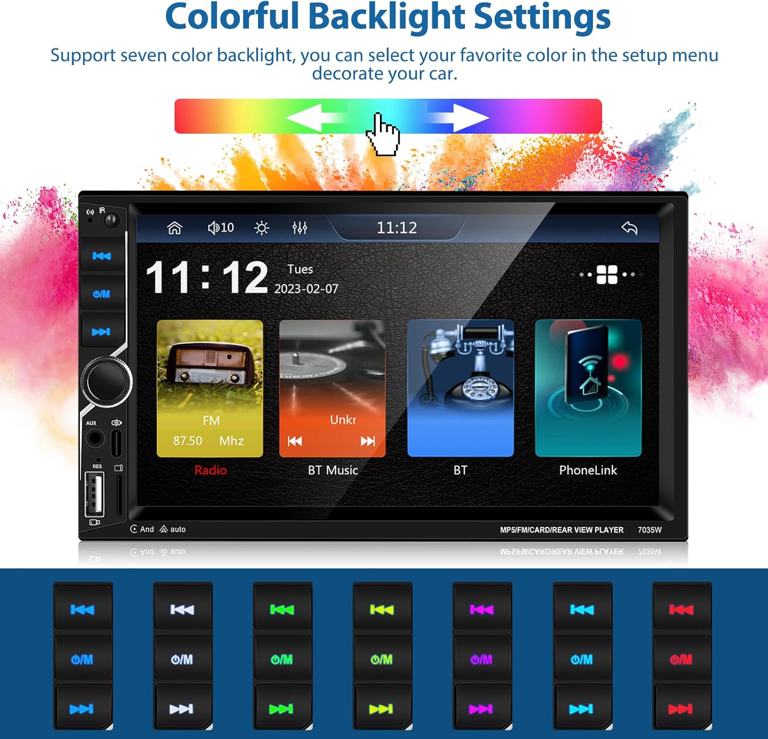 Autoradio Motorsi Wireless CarPlay Bluetooth 5.2 2 DIN - immagine 7