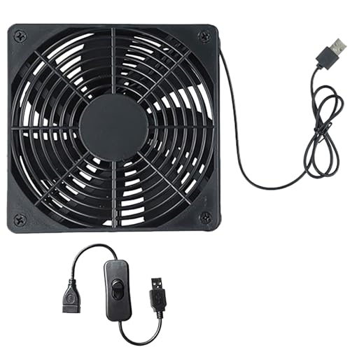 Ventola PC Portatile USB 120mm con Interruttore (Nero)