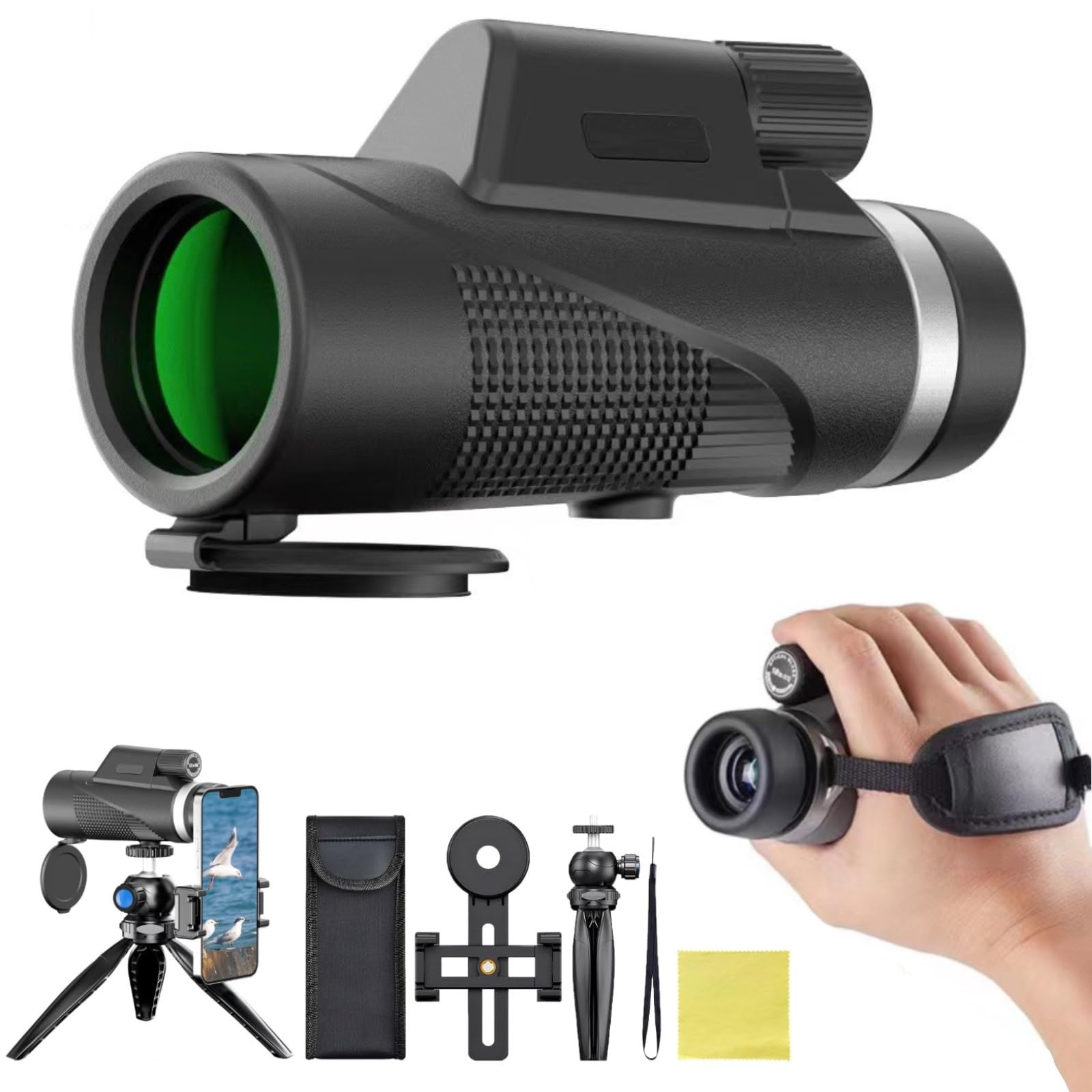 Sevitini Cannocchiale Monoculare 12X50 per Adulti, Nero