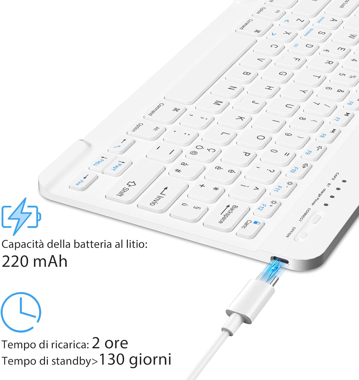 Hzd Tastiera Wireless Bluetooth Ricaricabile QWERTY - immagine 4