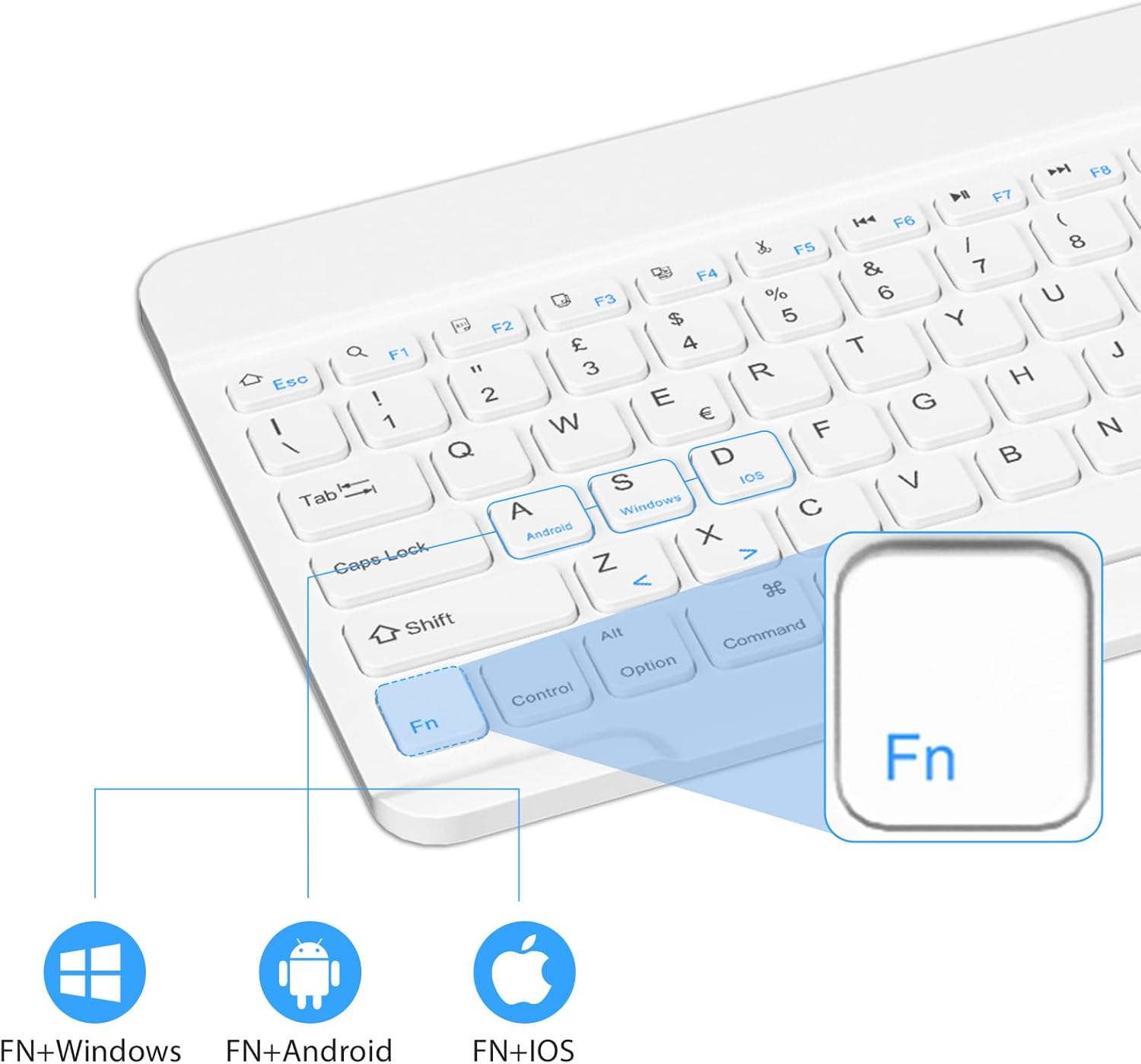 Hzd Tastiera Wireless Bluetooth Ricaricabile QWERTY - immagine 8