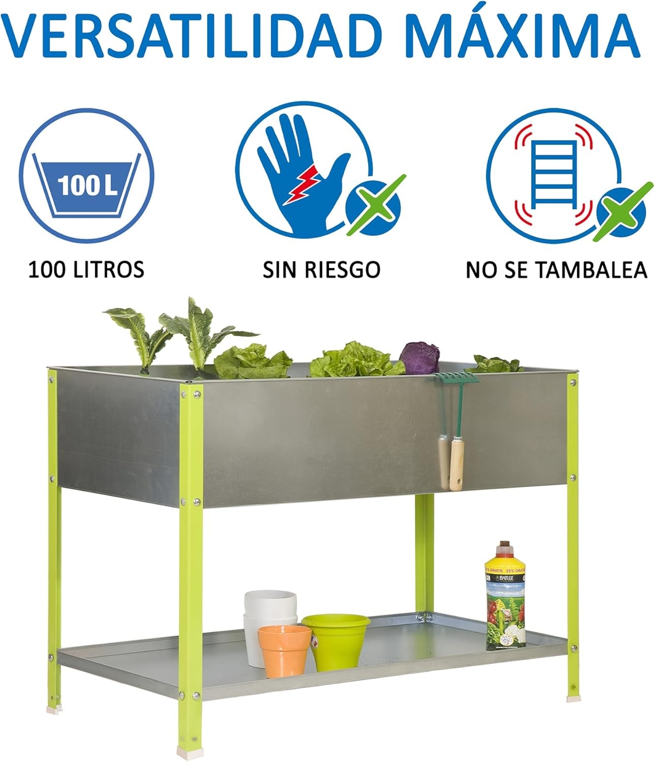 Simonrack G07100220290402 - Fioriera 100 L 850 x 900 x 400 mm, verde/zincato - immagine 4