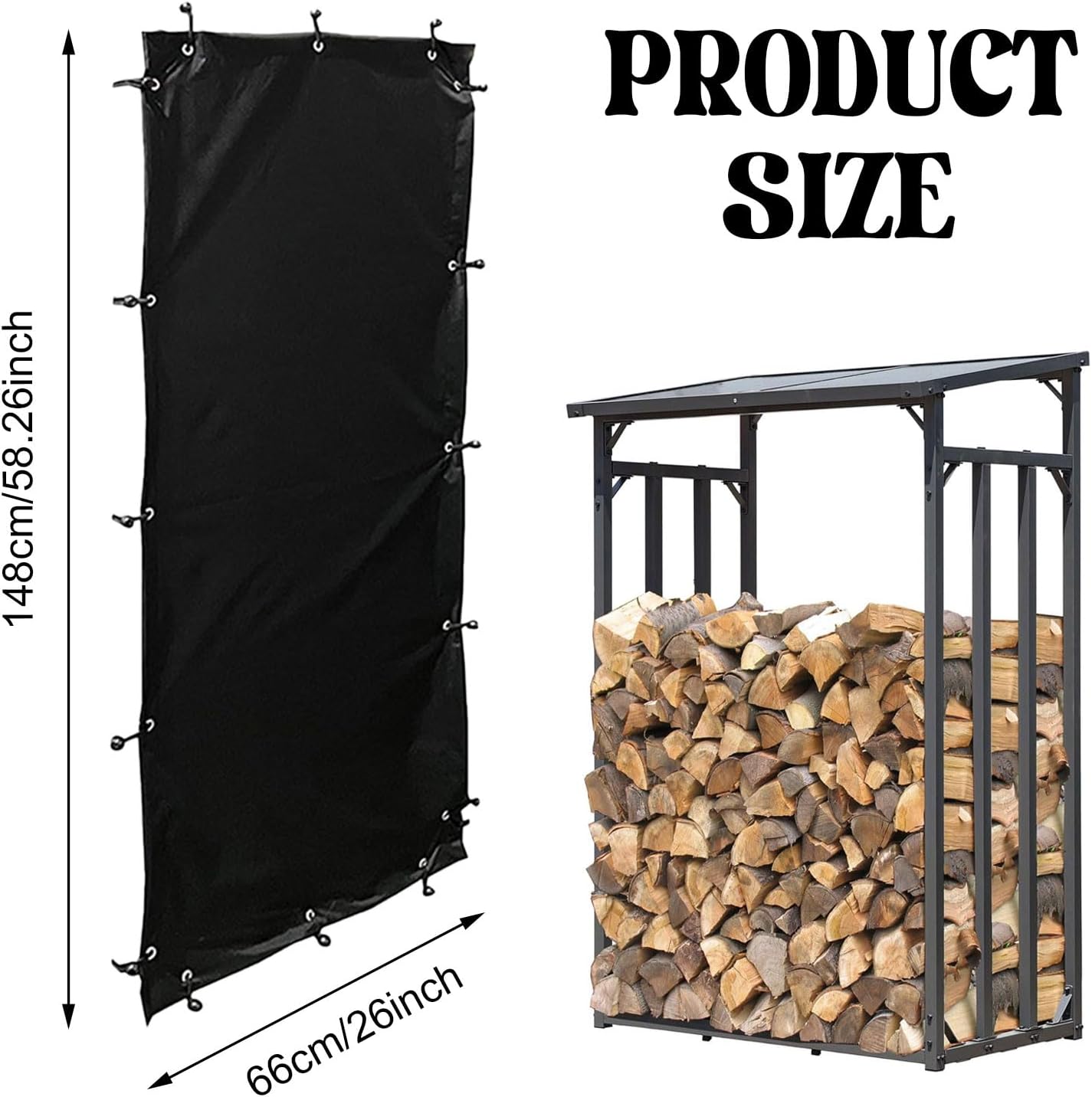 Coperchio per Legnaia 148x66cm Nero (2 pz) - immagine 3