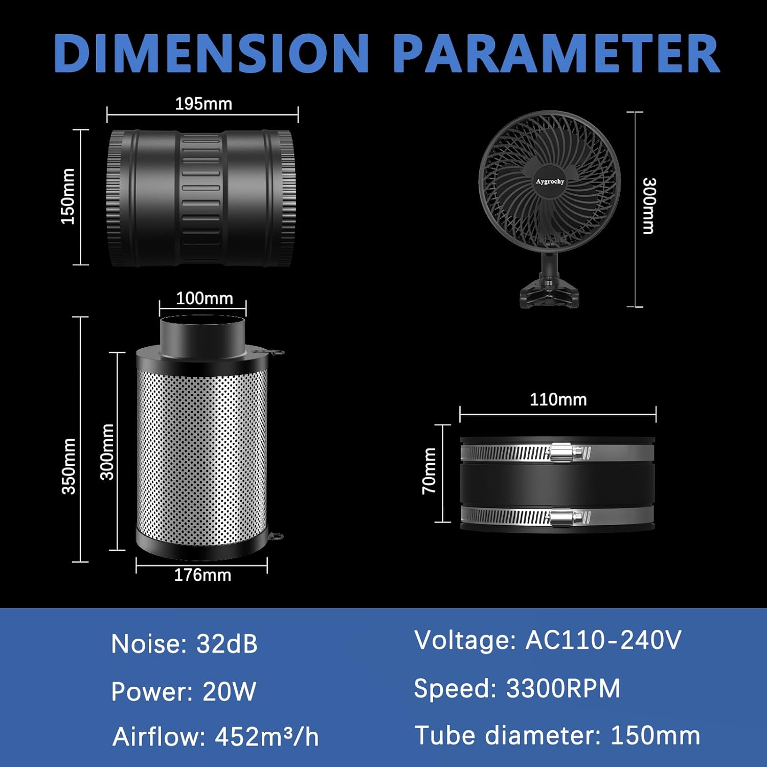 Brogachy 150mm Set di Ventilazione con Ventola 10W - immagine 2