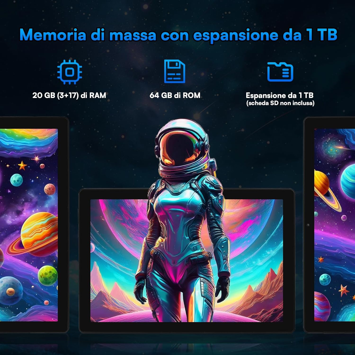Tablet Android 15 con Tastiera 10 Pollici, Nero - immagine 3