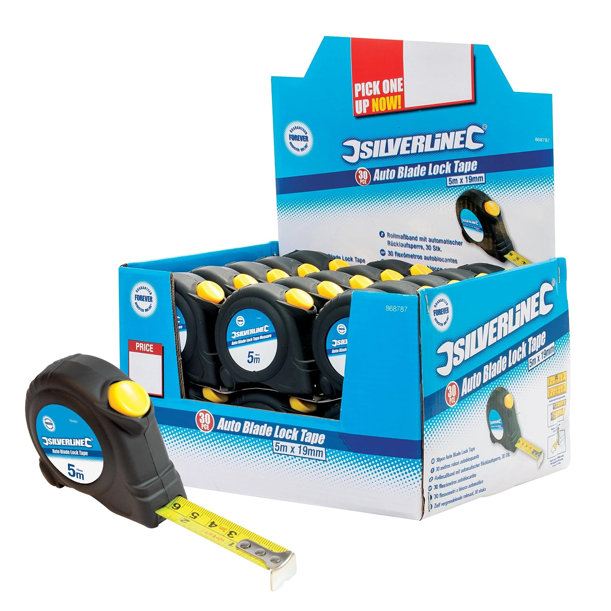 Silverline 868787 - Set di flessometri autobloccanti, 5 m x 19 mm, 30 pz.