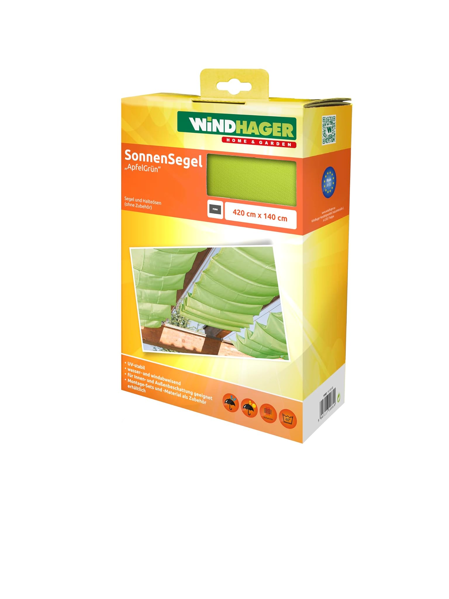 Windhager Tenda Vela Parasole 420x140cm, Verde Mela