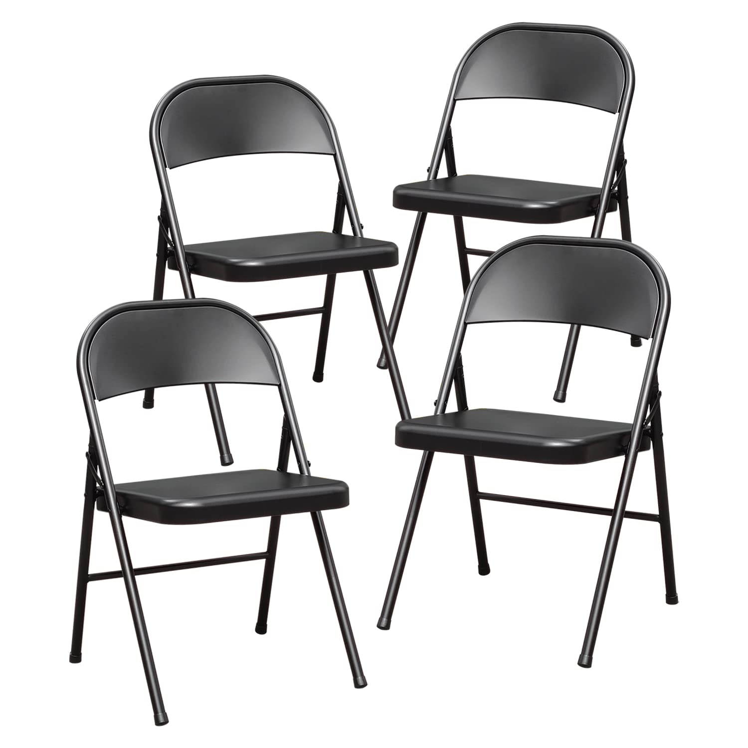 Boosden Set 4 Sedie Pieghevoli in Metallo, Nero