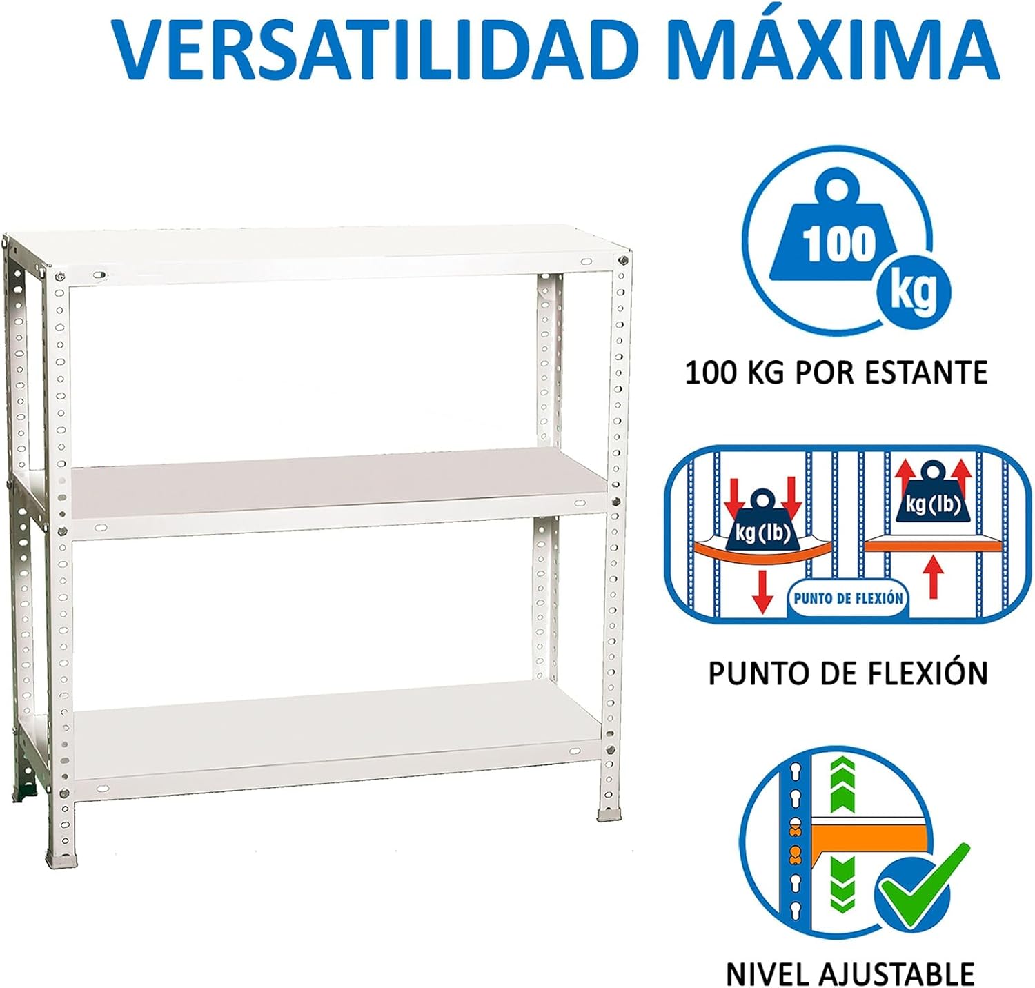 Simon Rack Scaffale Metallo Garage 3 Ripiani, Bianco - immagine 5