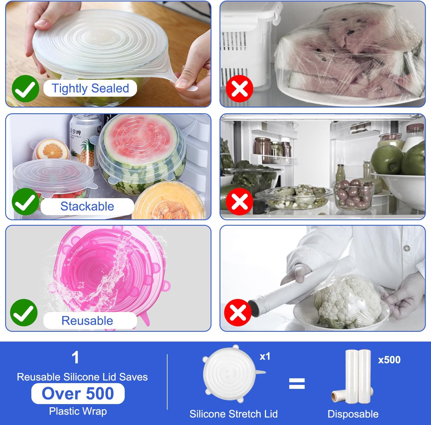 Dgn 18 Pezzi Coperchi in Silicone Estensibile - immagine 5