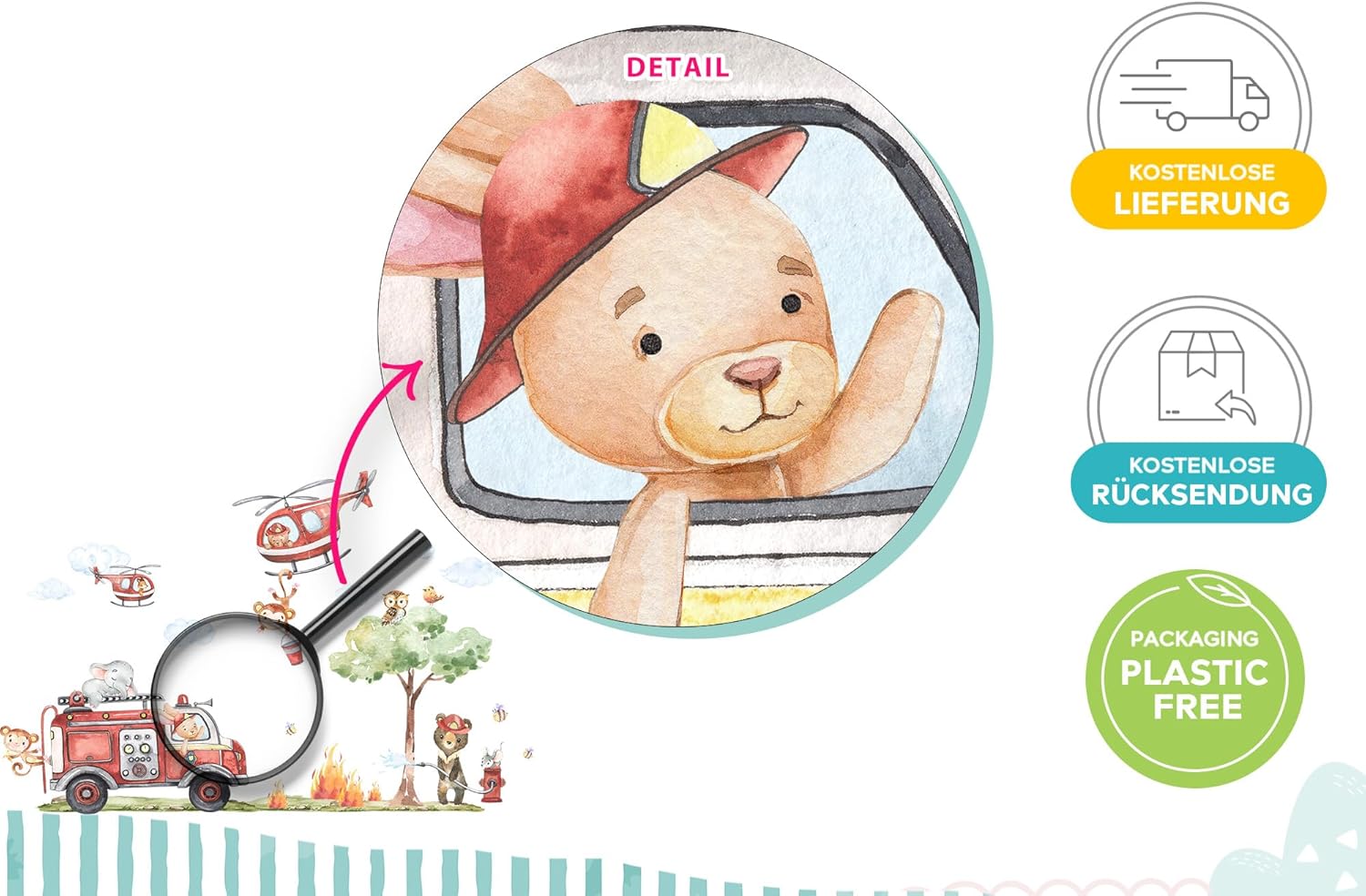 Deko Kinderzimmer Adesivo da Parete Vigili del Fuoco - immagine 5