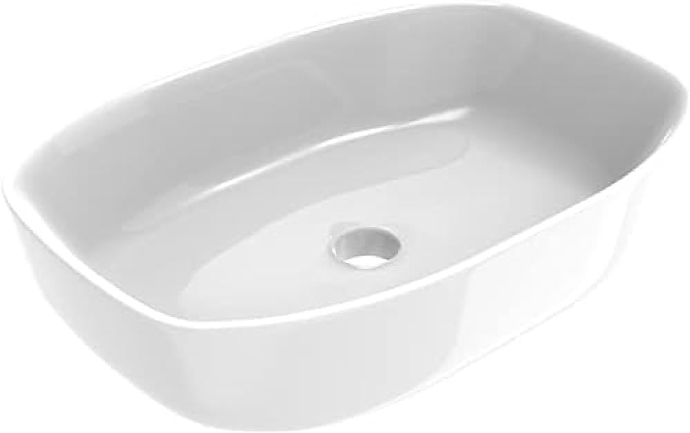 Lavabo d'appoggio Rettangolare in Ceramica, Bianco Lucido