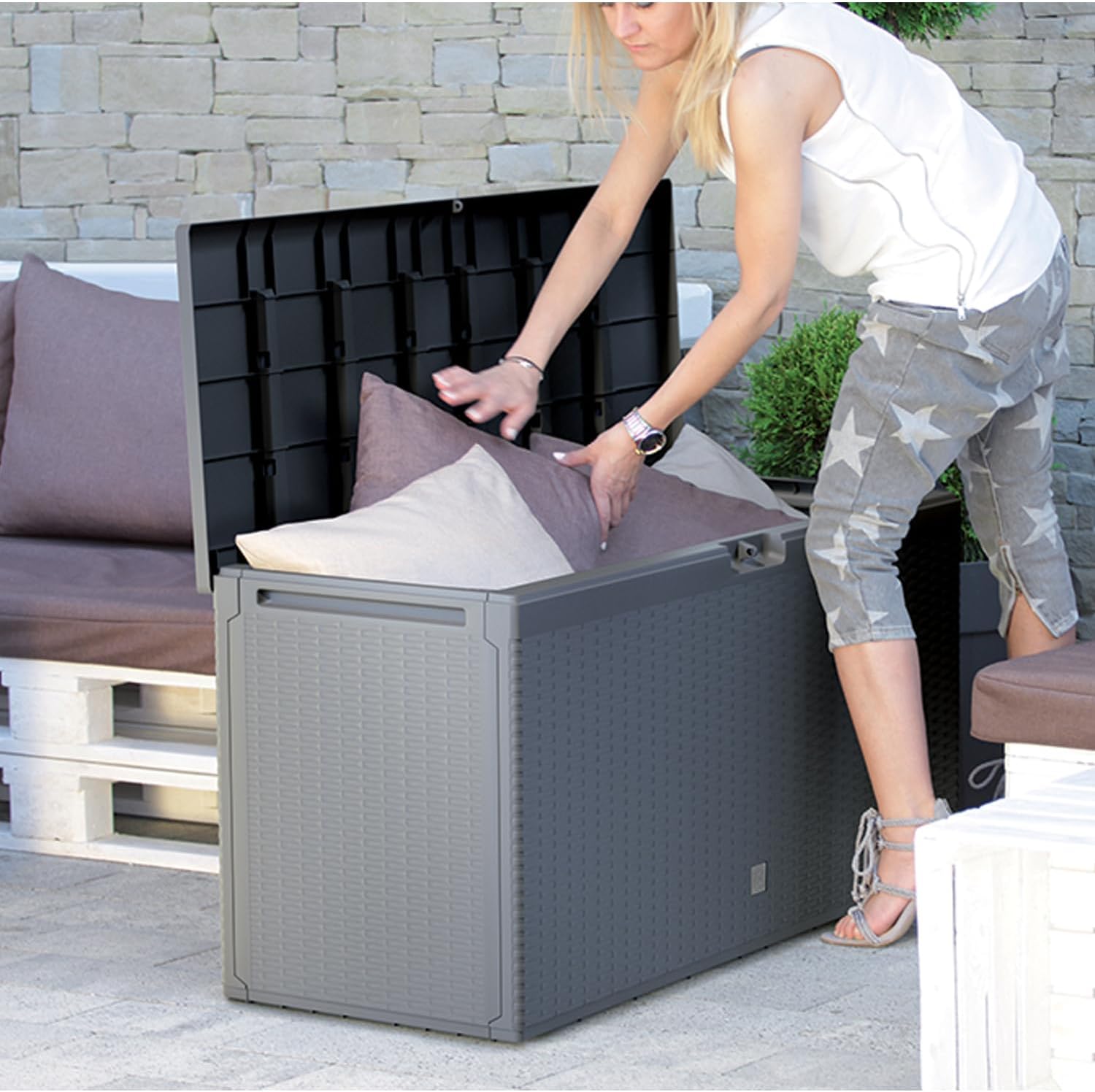 Prosperplast Boxe Rato Plus Gartenbox 290L, Anthrazit - immagine 8