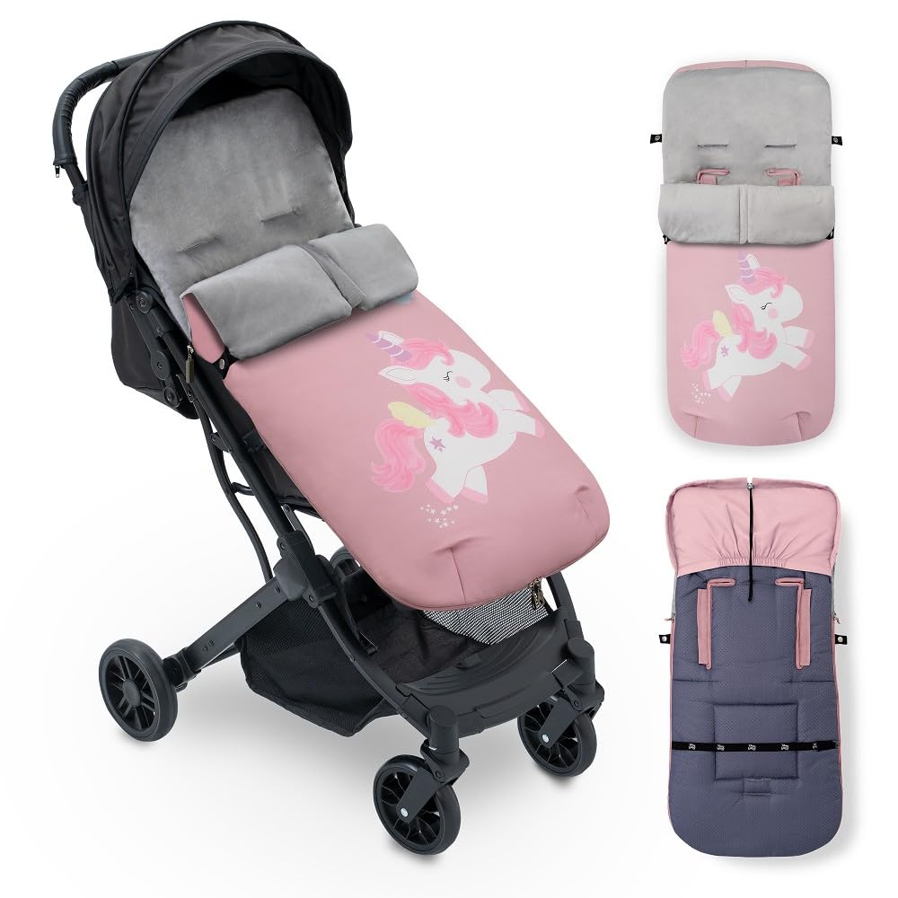INTERBABY Sacco Passeggino Invernale Universale, Unicorno Rosa