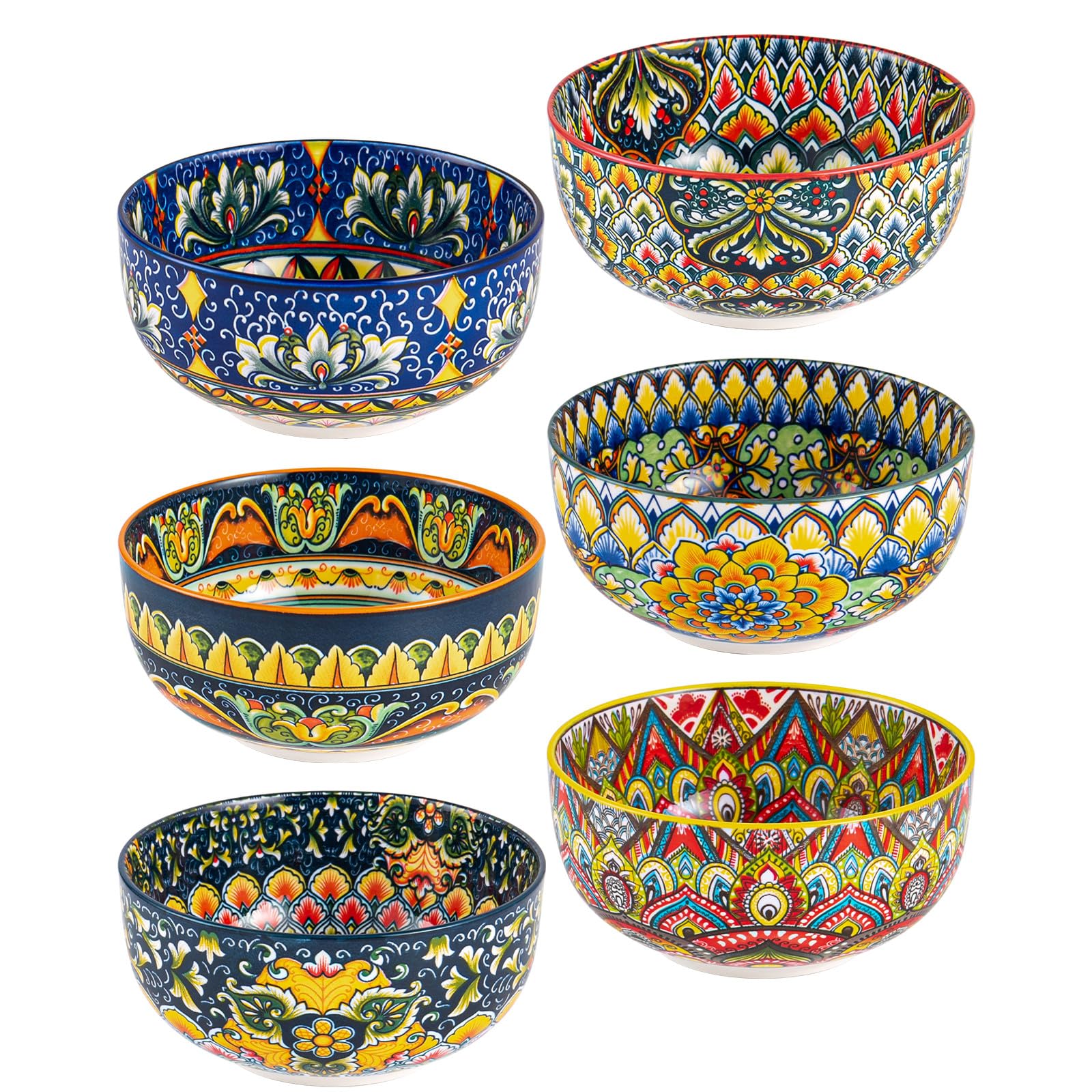 Henten Home Ciotole per Cereali in Ceramica 830ml - Set di 6