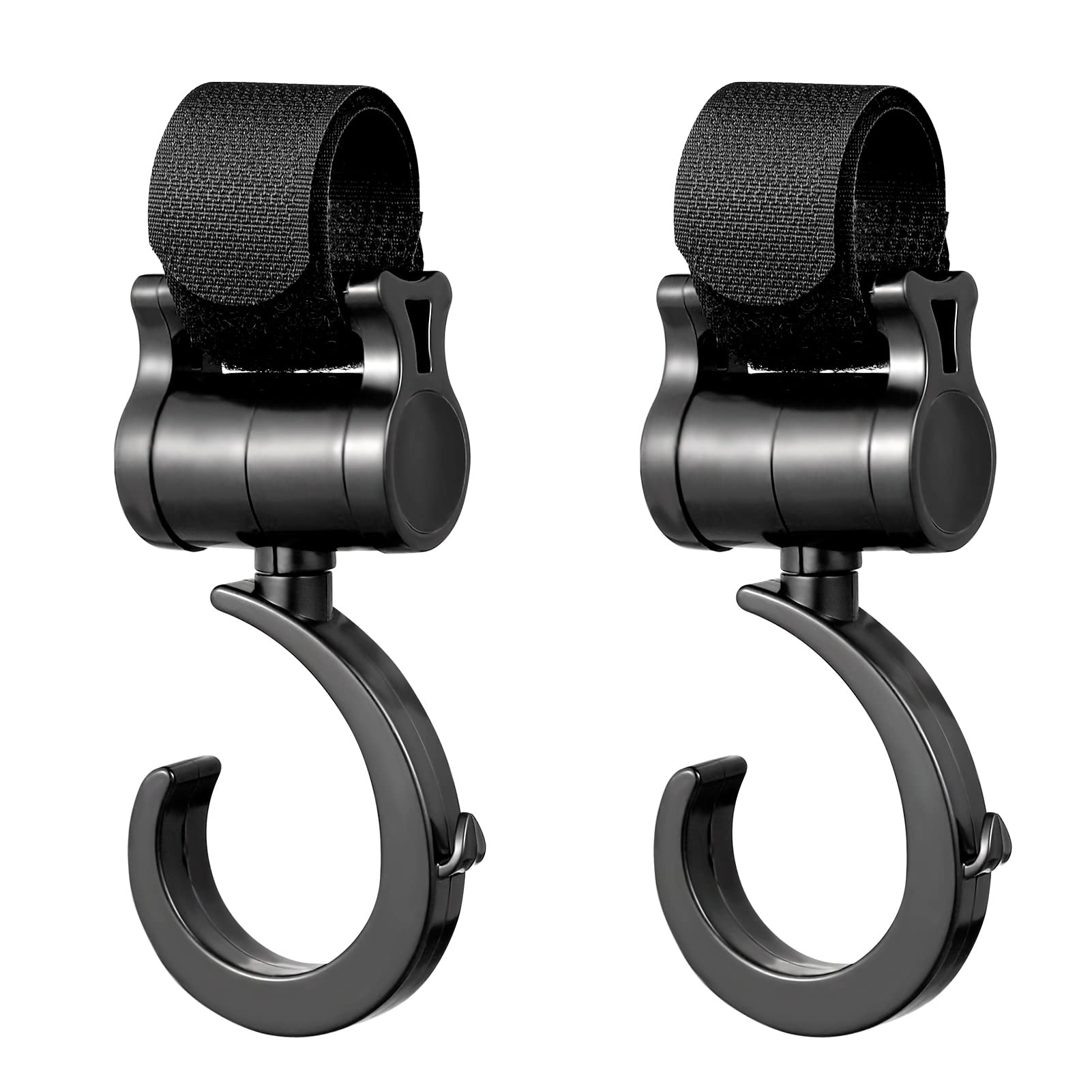 AUXSOUL 2 Ganci Passeggino Rotanti, Nero