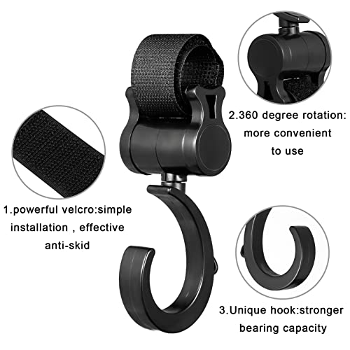 AUXSOUL 2 Ganci Passeggino Rotanti, Nero - immagine 3