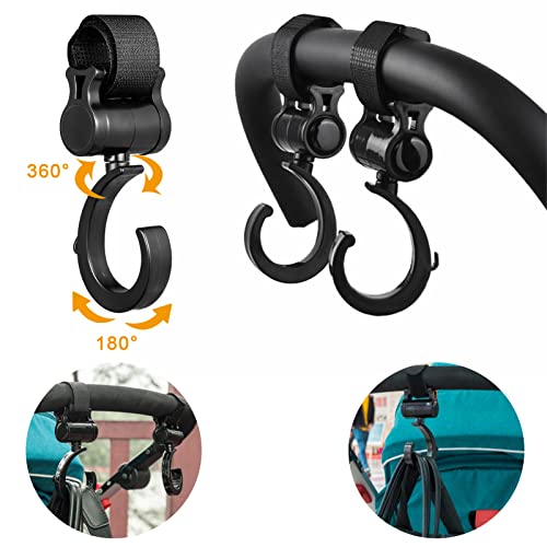 AUXSOUL 2 Ganci Passeggino Rotanti, Nero - immagine 5