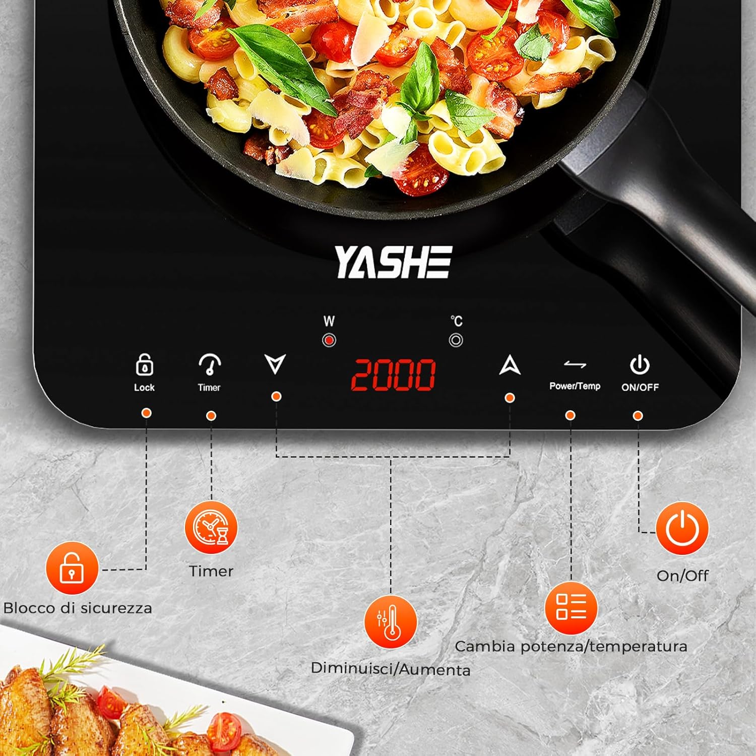 Yashe Piastra a Induzione Portatile Singola 2000W - immagine 2